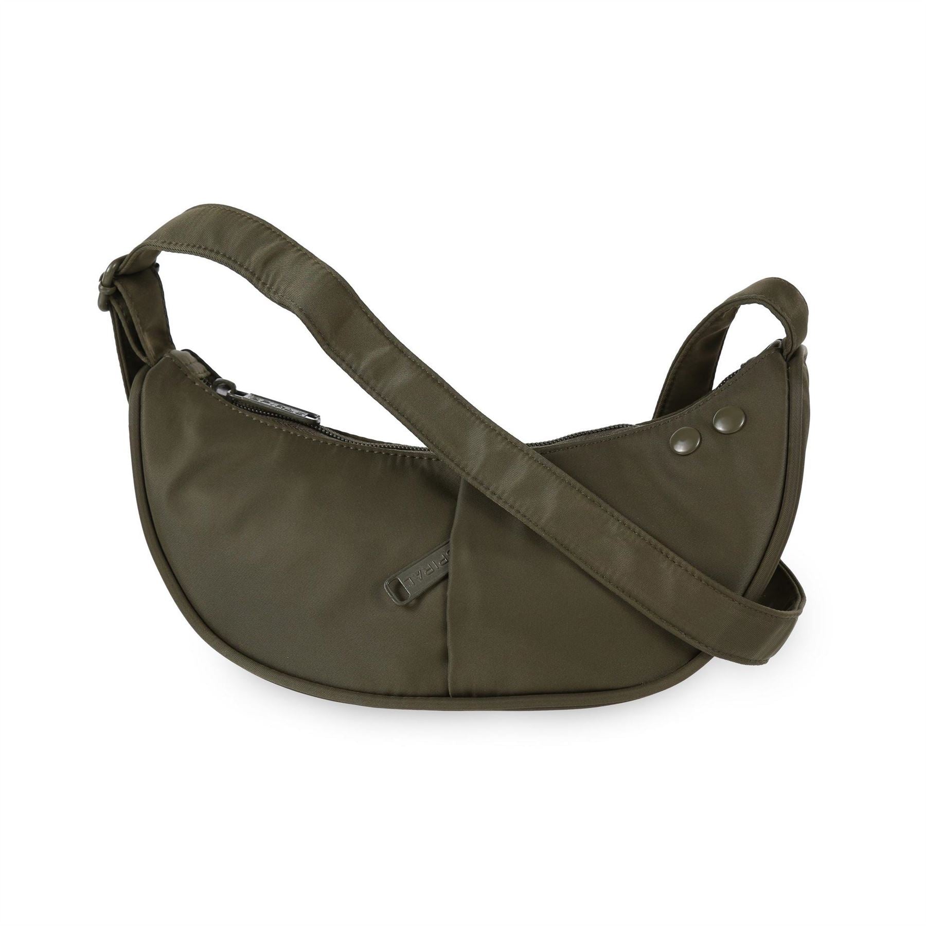 Spiral Cali Crescent Shape Cross Body Bag with Logo Patch