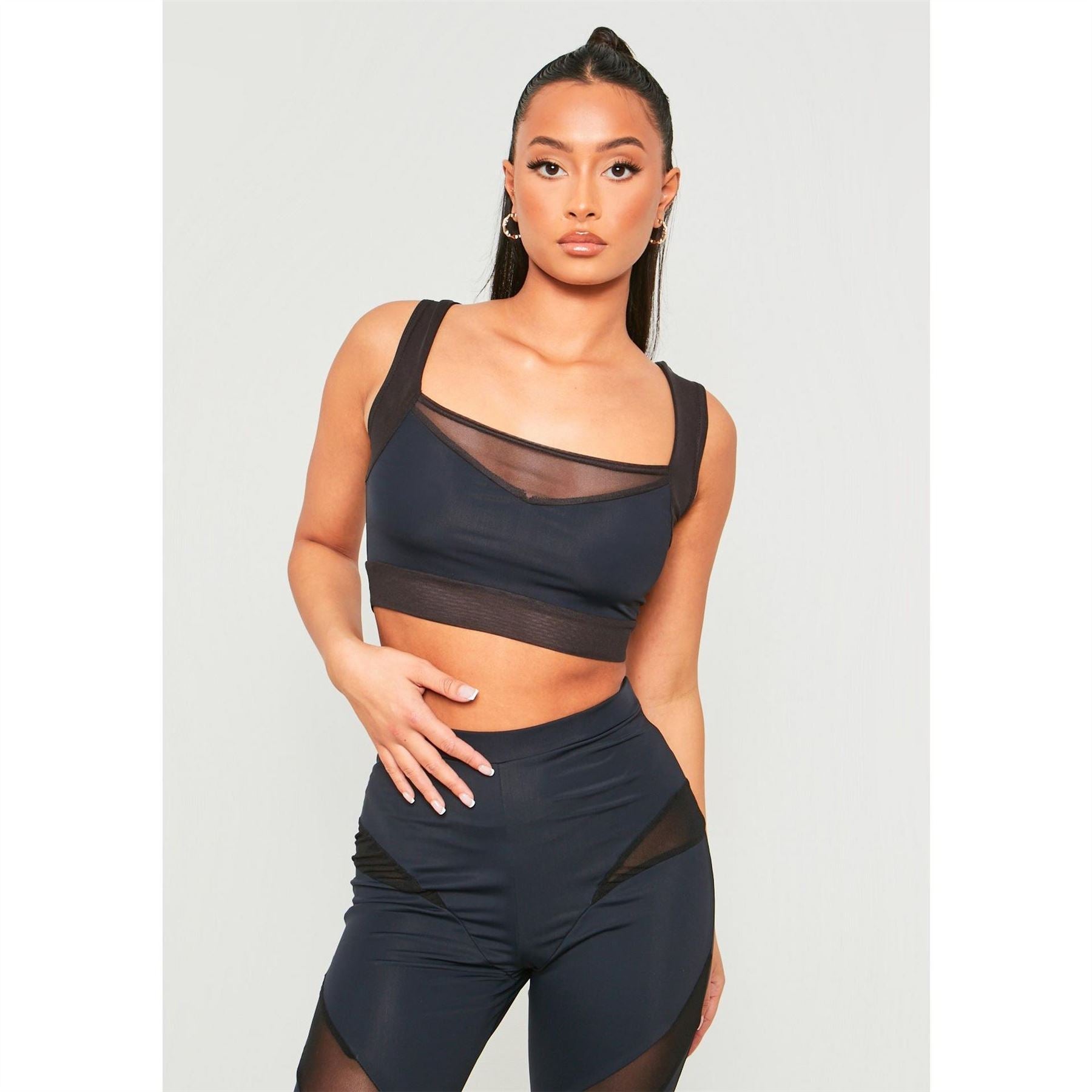 Missy Empire Crop Top With Mesh Panels