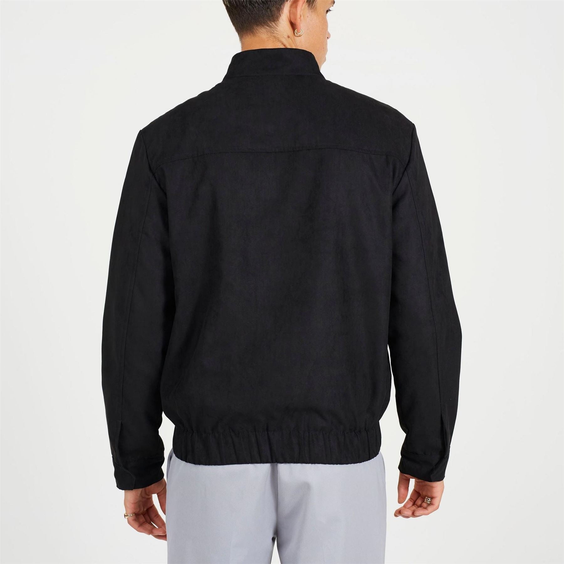 Brave Soul Black Faux Suede Funnel Neck Bomber