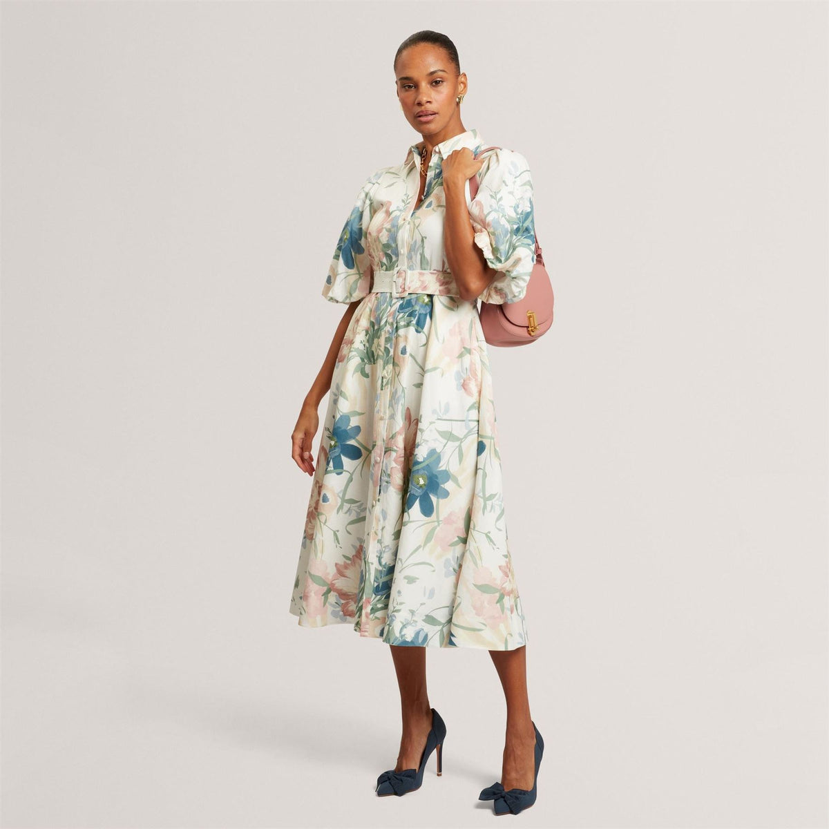 Ted Baker Puff Sleeved Midi Dress