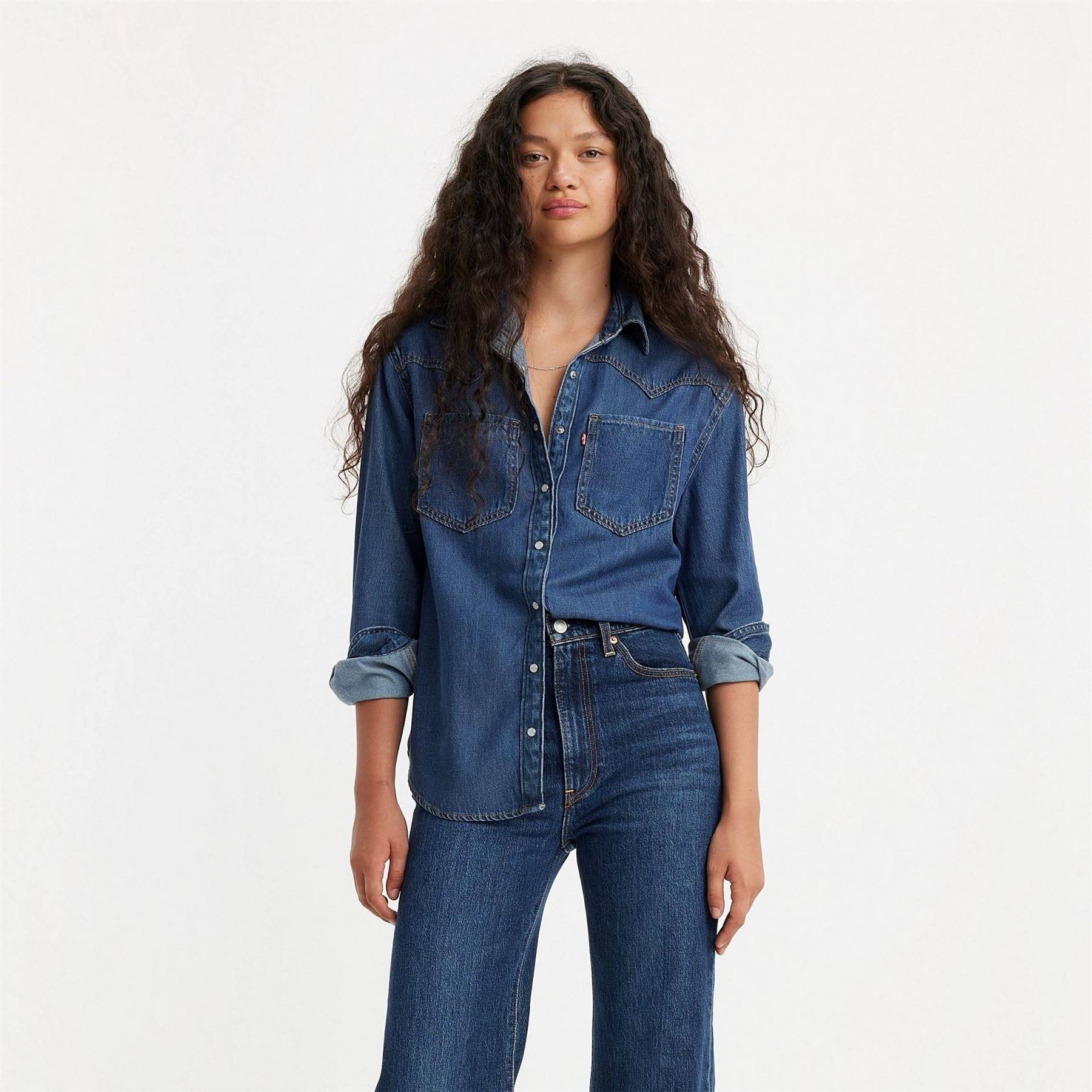 Levis Teodora Western Long Sleeve Denim Shirt