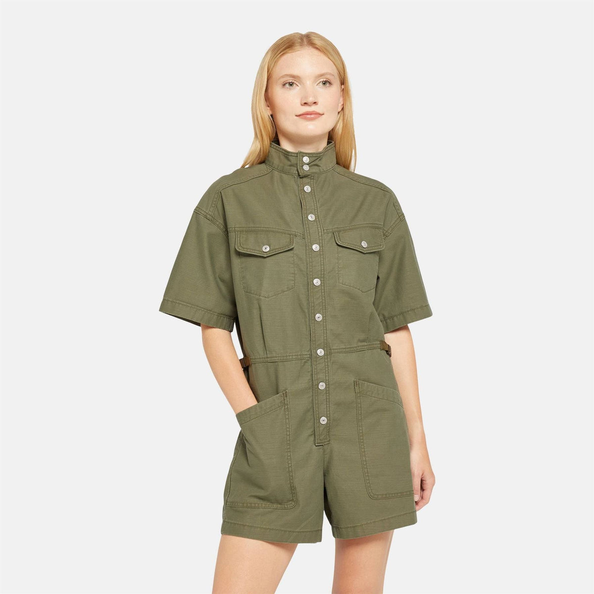 Levis Mock Neck Short Sleeve Double Flap Pocket Denim Playsuit