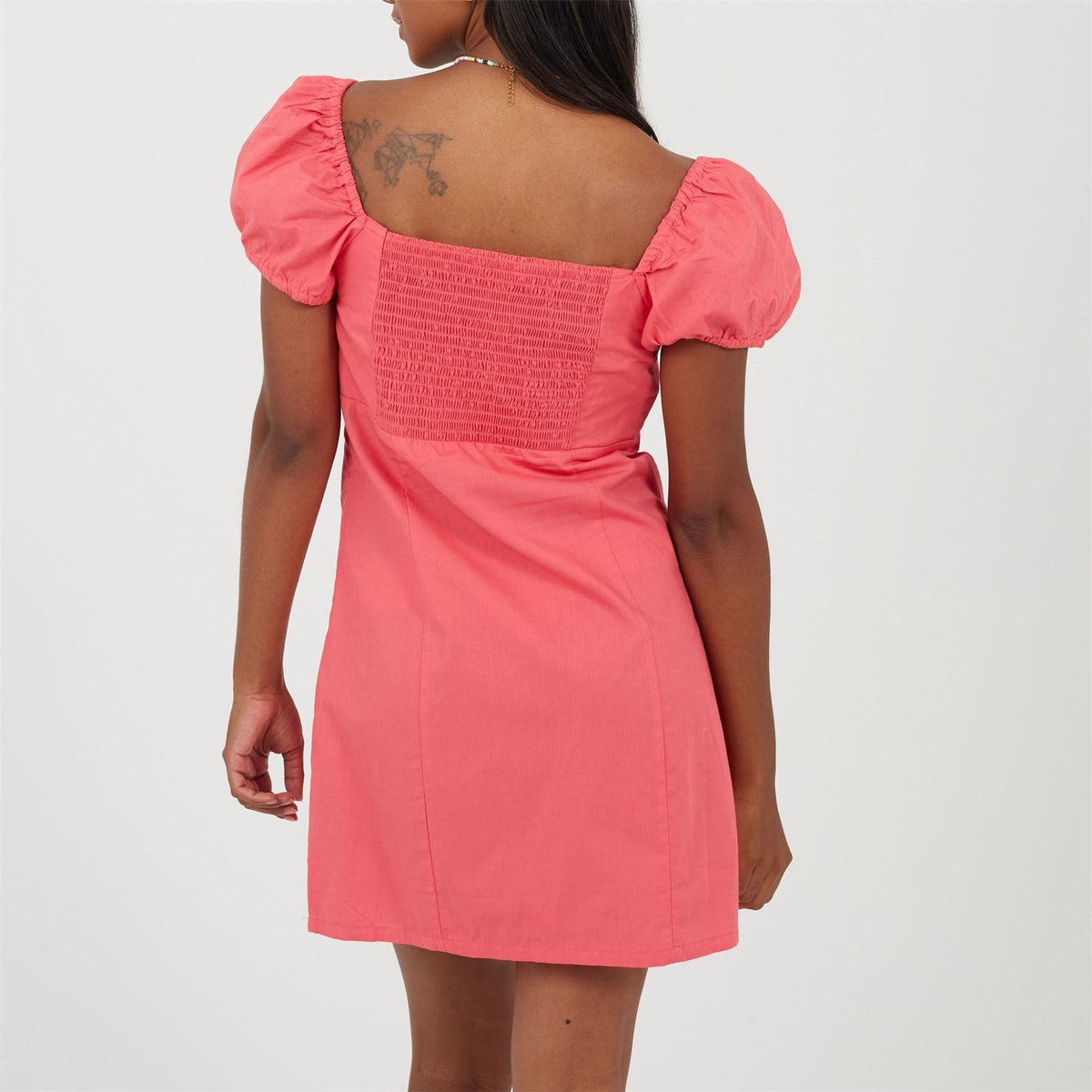 Brave Soul Puff Sleeve Mini Dress with Sweetheart Neckline