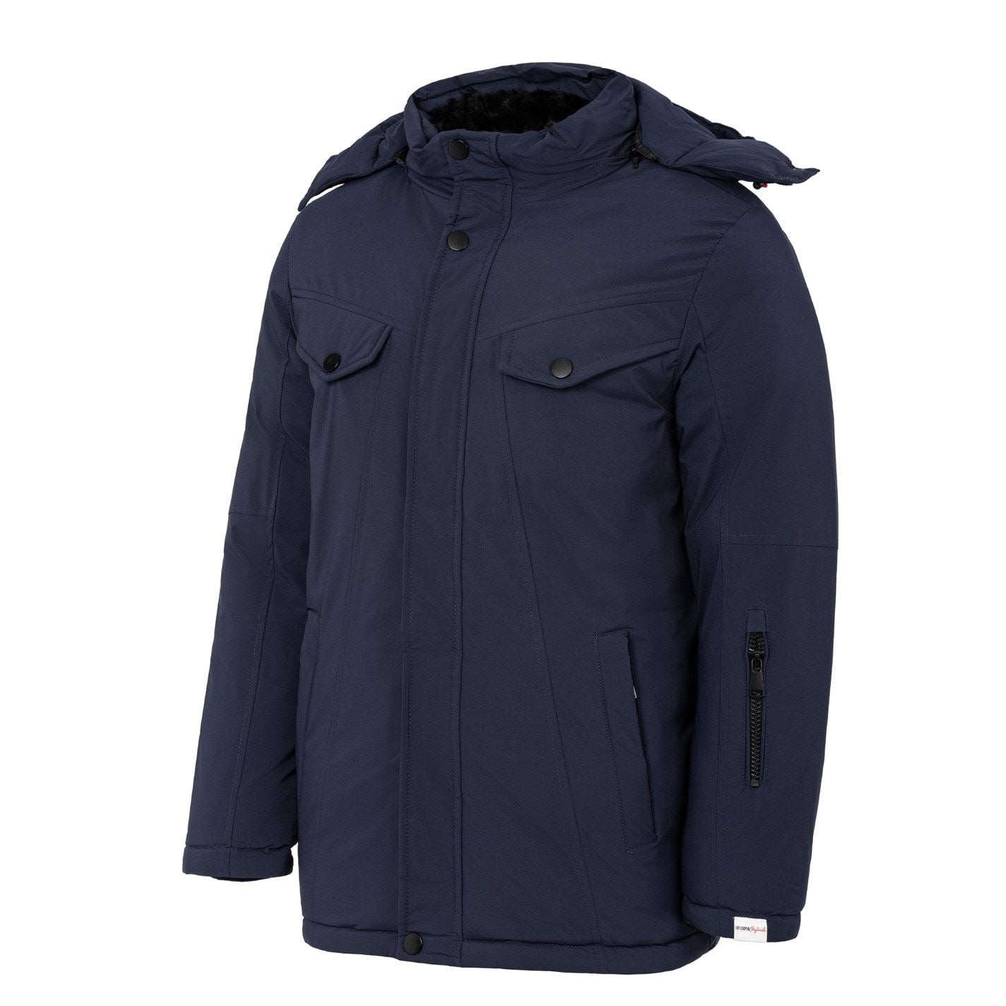 Lee Cooper Solid Patterned Hooded Snap Button Ribbed Cuff Puffer Jacket