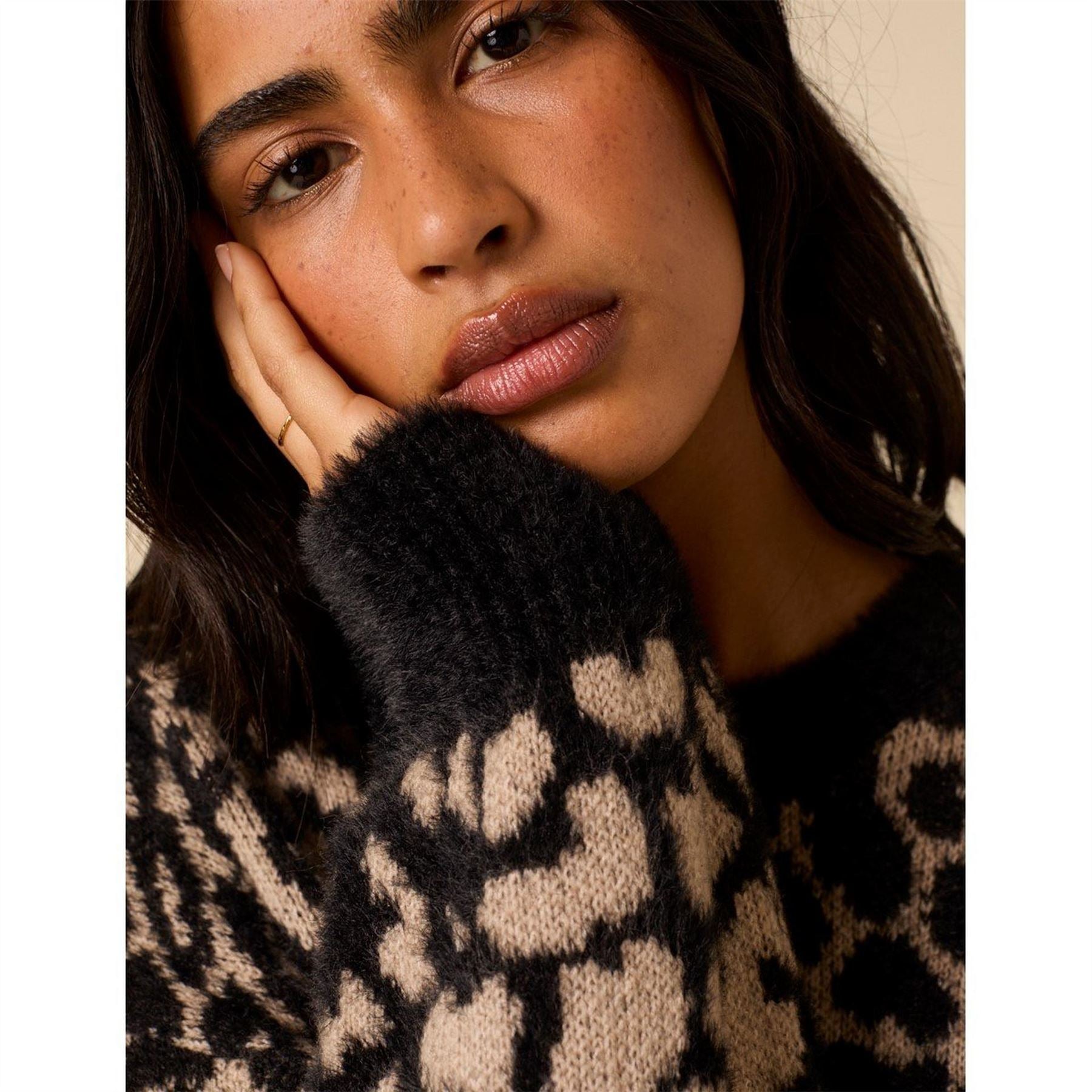 Nobodys Child Leopard Jacquard Oversized Jumper