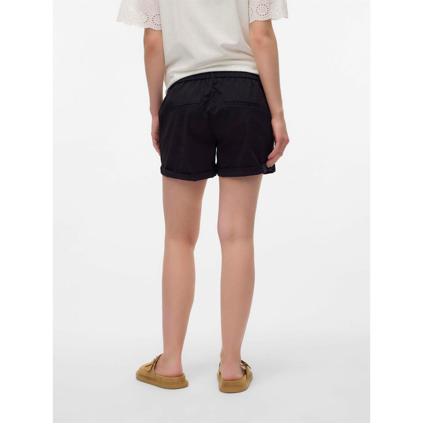 Mamalicious Solid Patterned Denim Bermuda Shorts