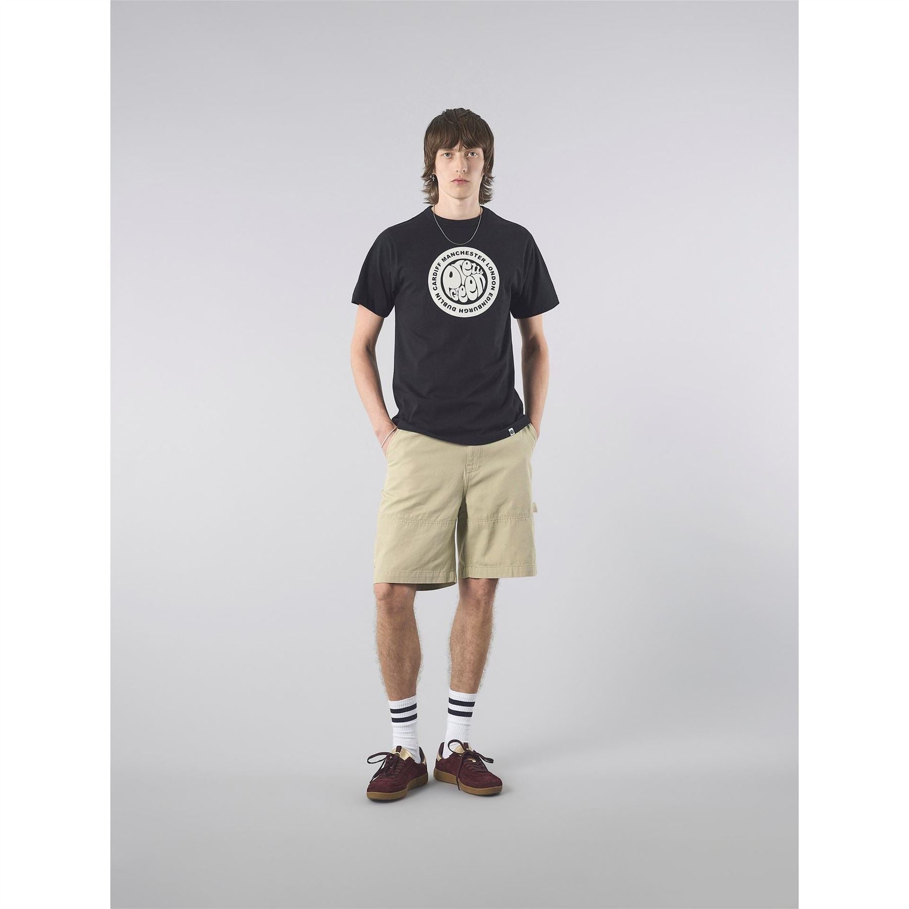 Pretty Green Tour Logo Print Regular Fit Crew Neck T-Shirt
