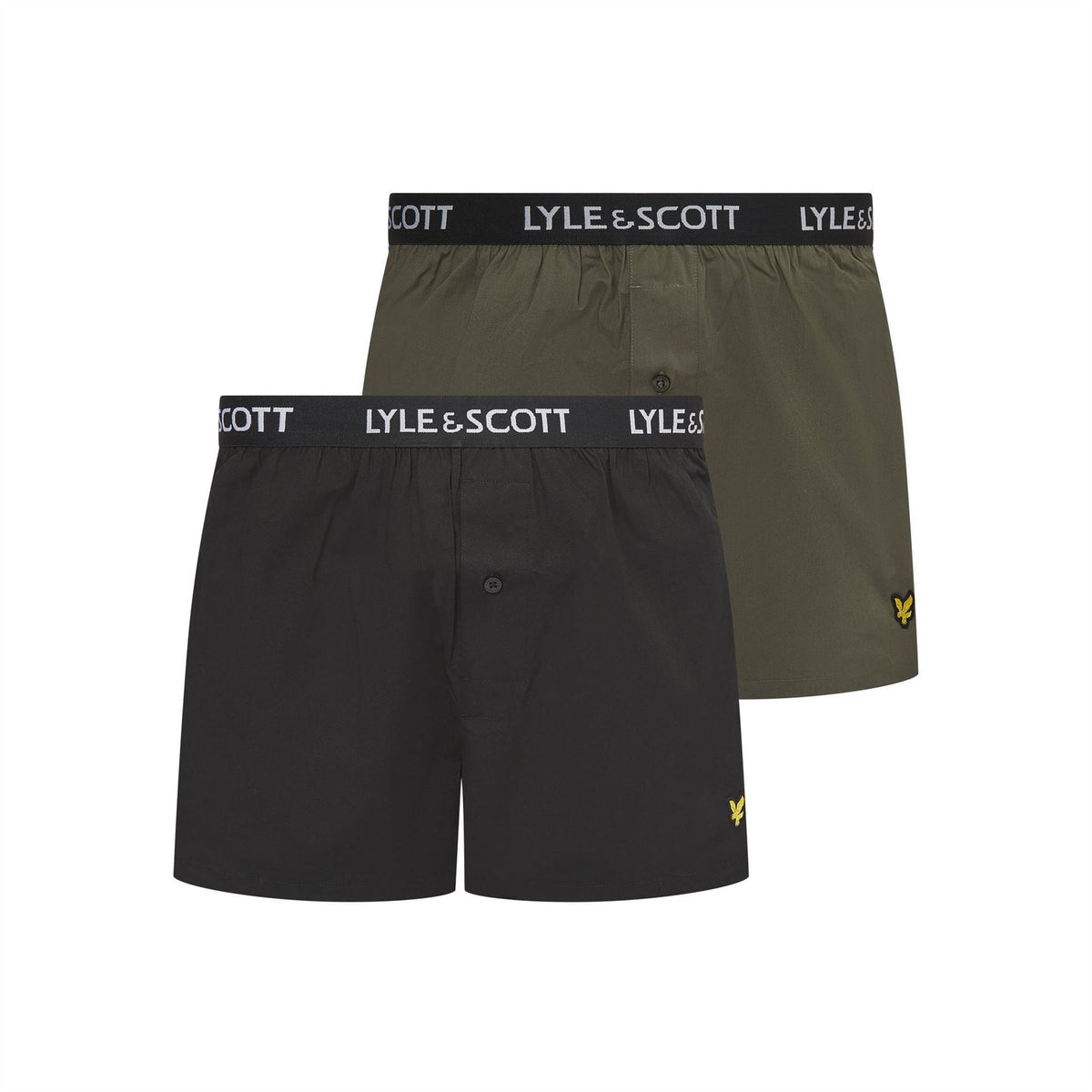 Lyle and Scott 2 Pack Woven Plain Design Boxer Shorts