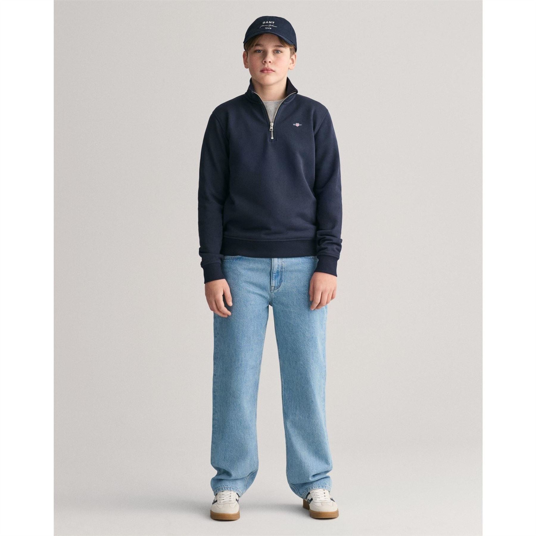 Gant Zip Neck Logo Print Regular Fit Sweatshirt