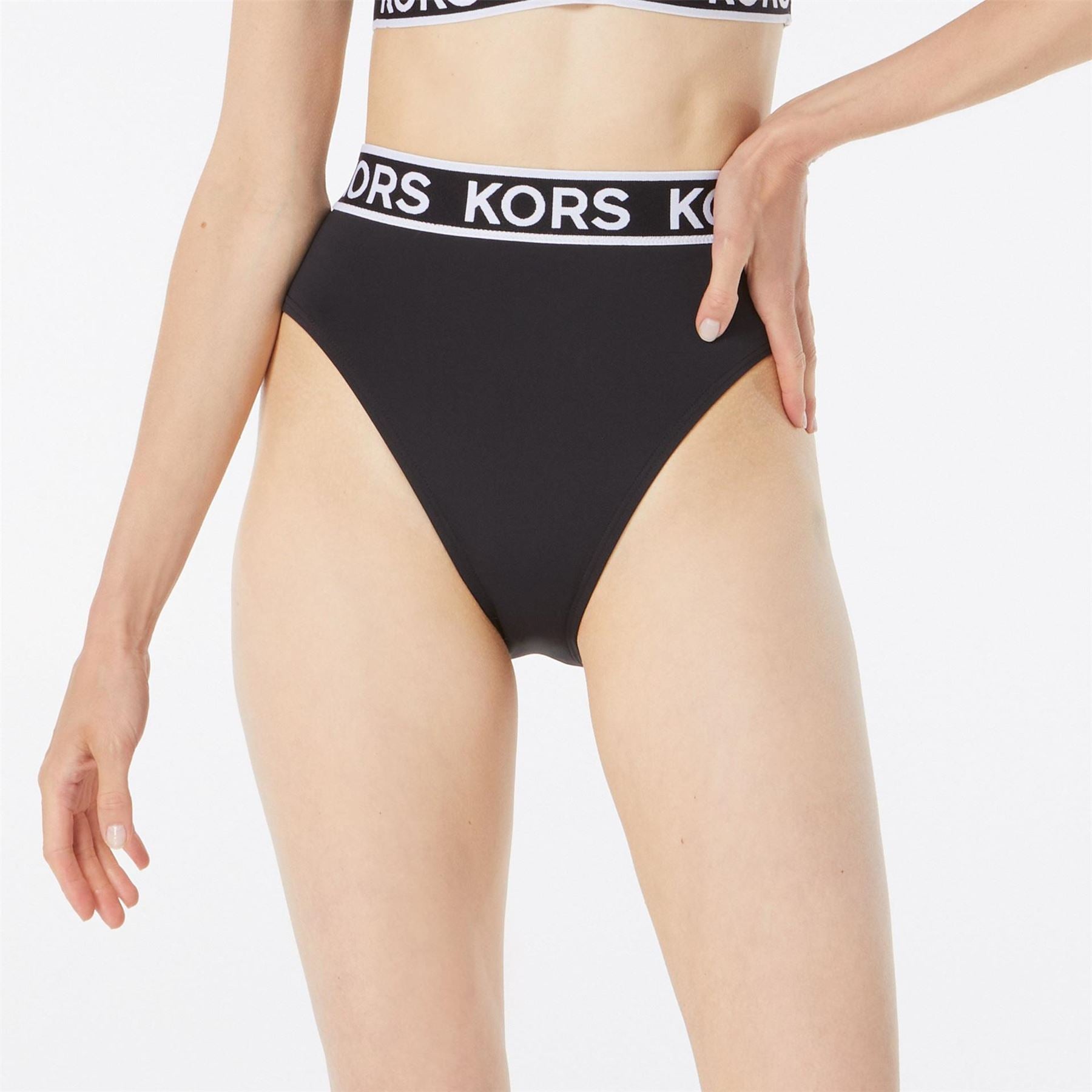 MICHAEL Michael Kors Michael Kors Logo High Waist Bikini Bottoms