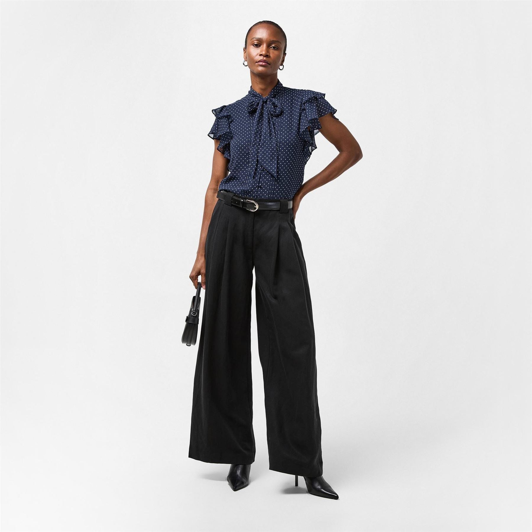 Lauren by Ralph Lauren Tie Neck Ruffle Sleeve Blouse