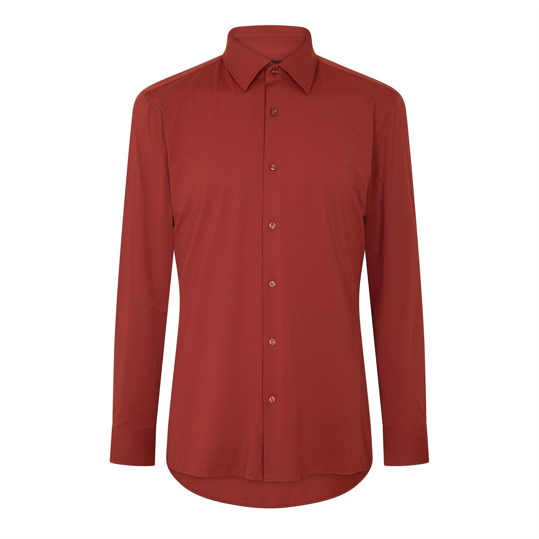 Boss Collared Neck Point Collar Long Sleeve Shirt