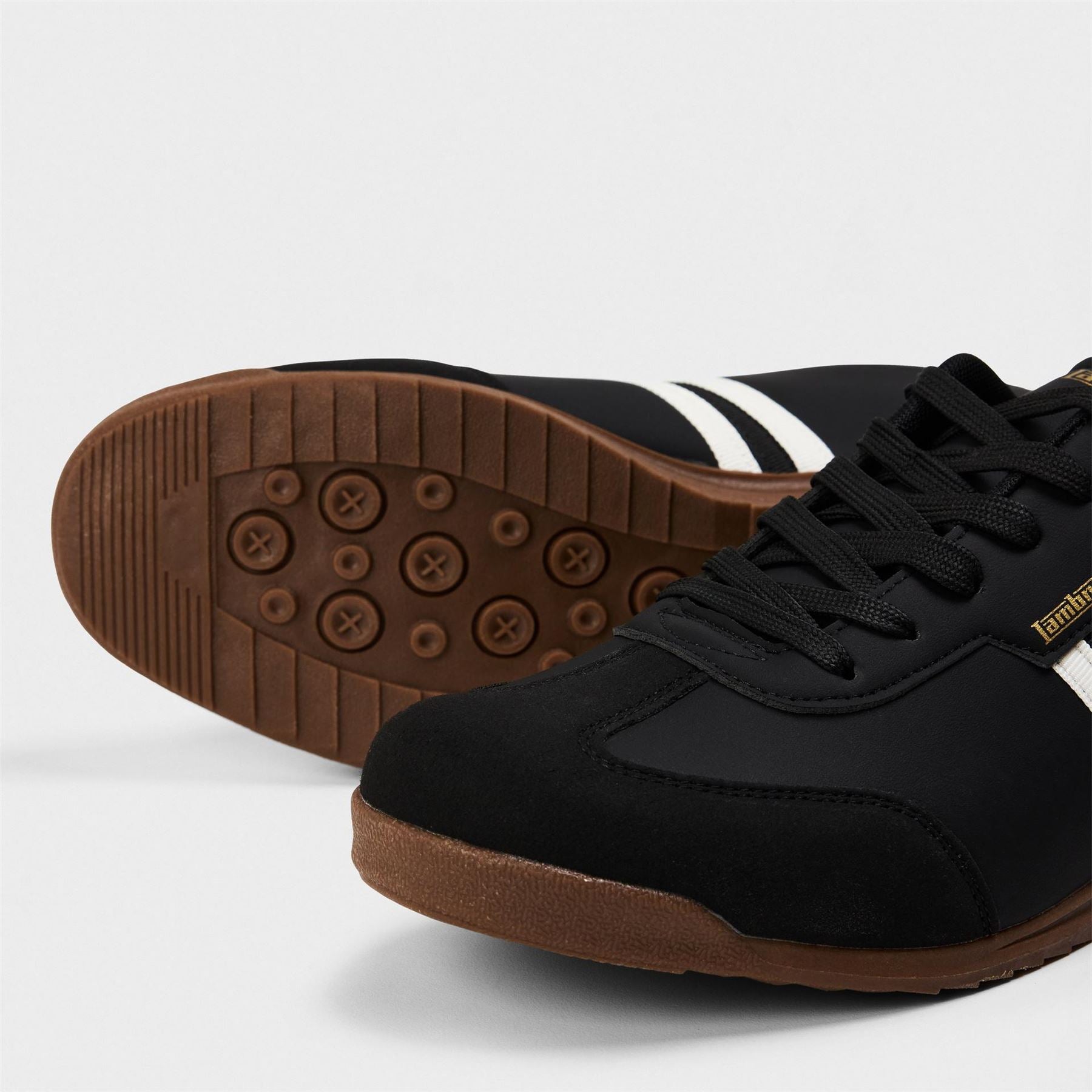 Lambretta Round Toe Stripe Patterned Flat Heel Trainers