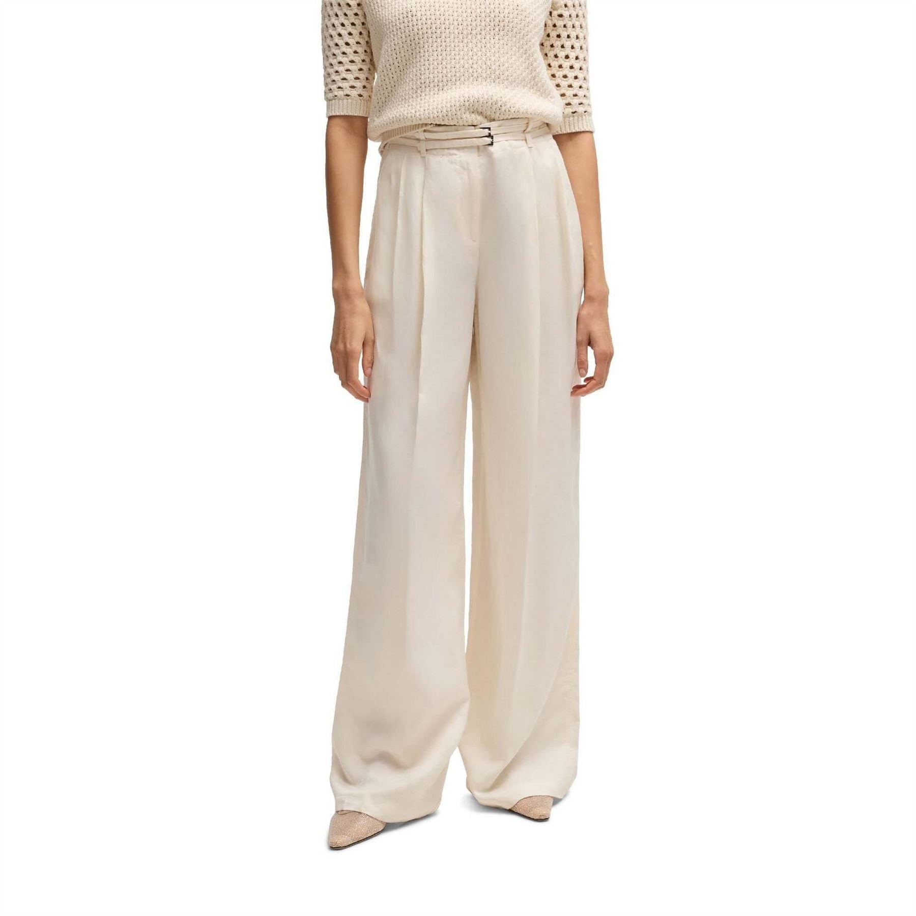 Boss W Relaxed Fit Wide Leg Trousers