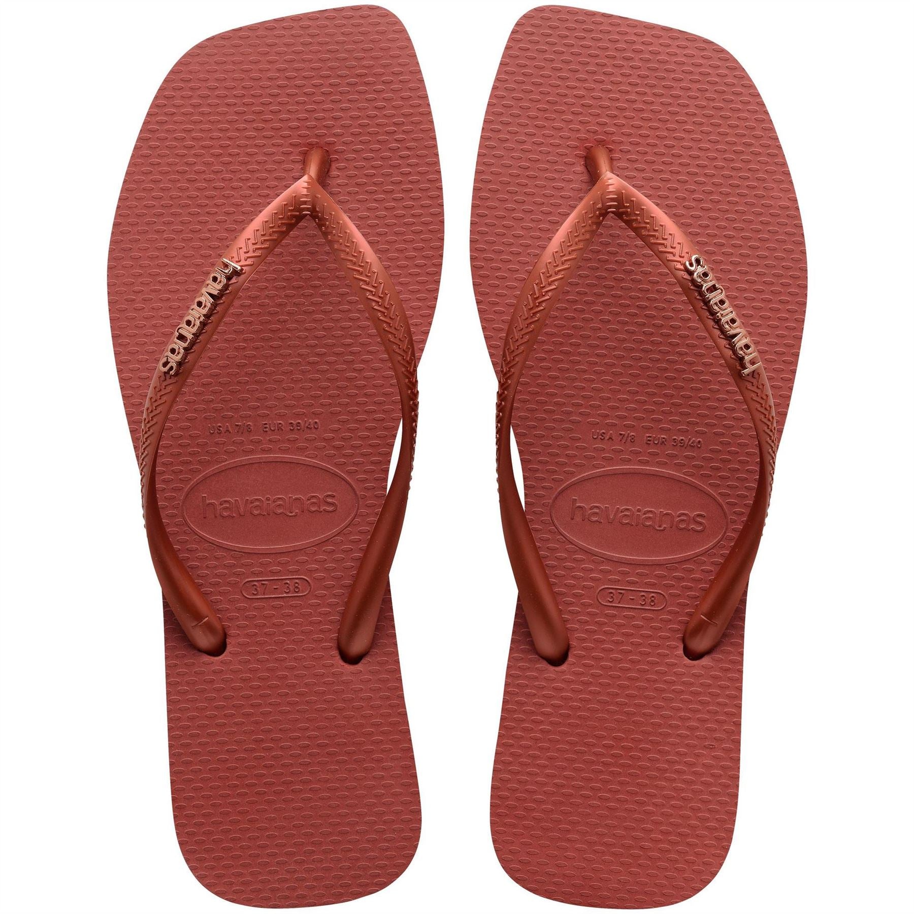 Havaianas Womens Hav. Square Logo Metallic Rose Gold Flip Flops