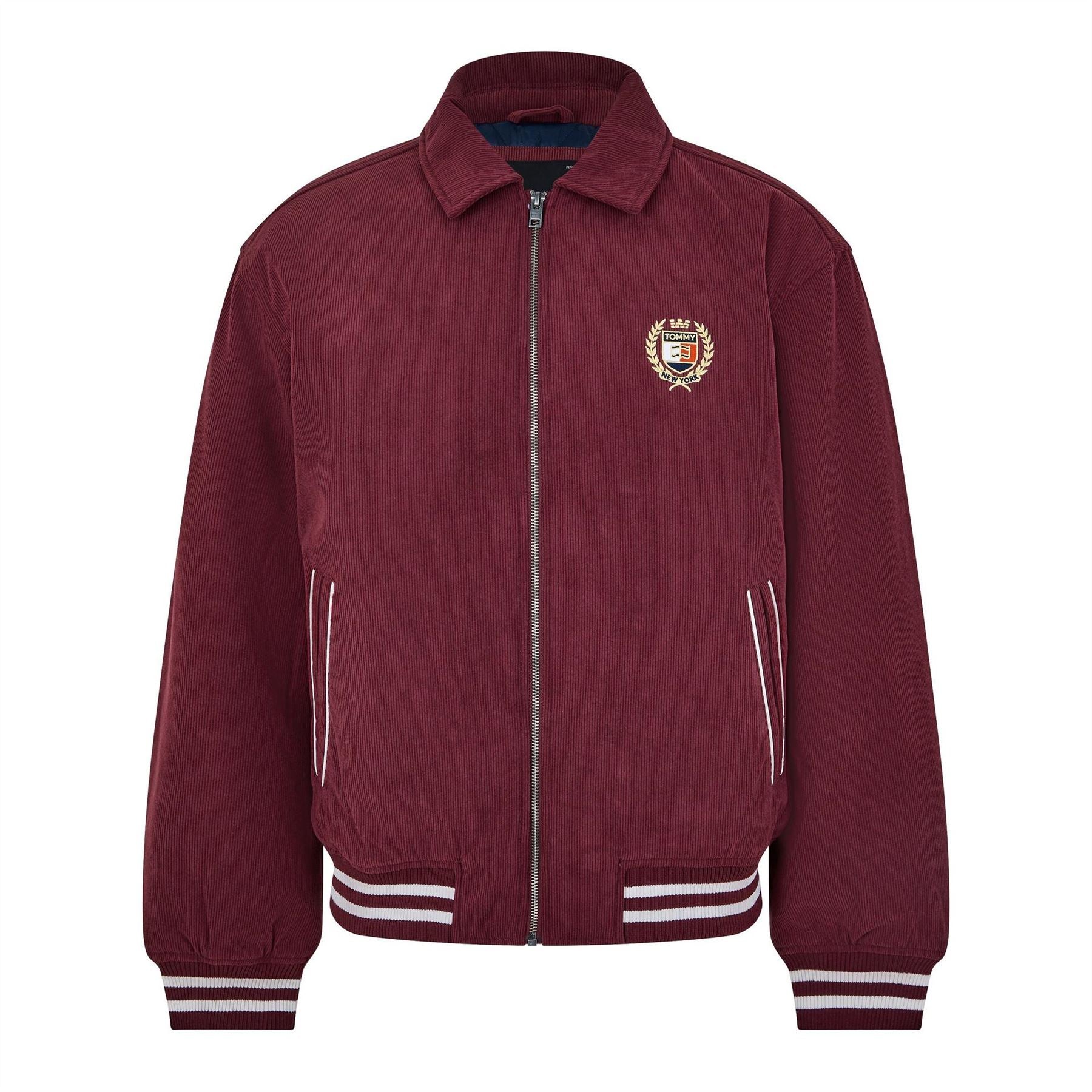 Tommy Jeans Crest Cord Recycled Polyester Relaxed Fit Varsity Jacket