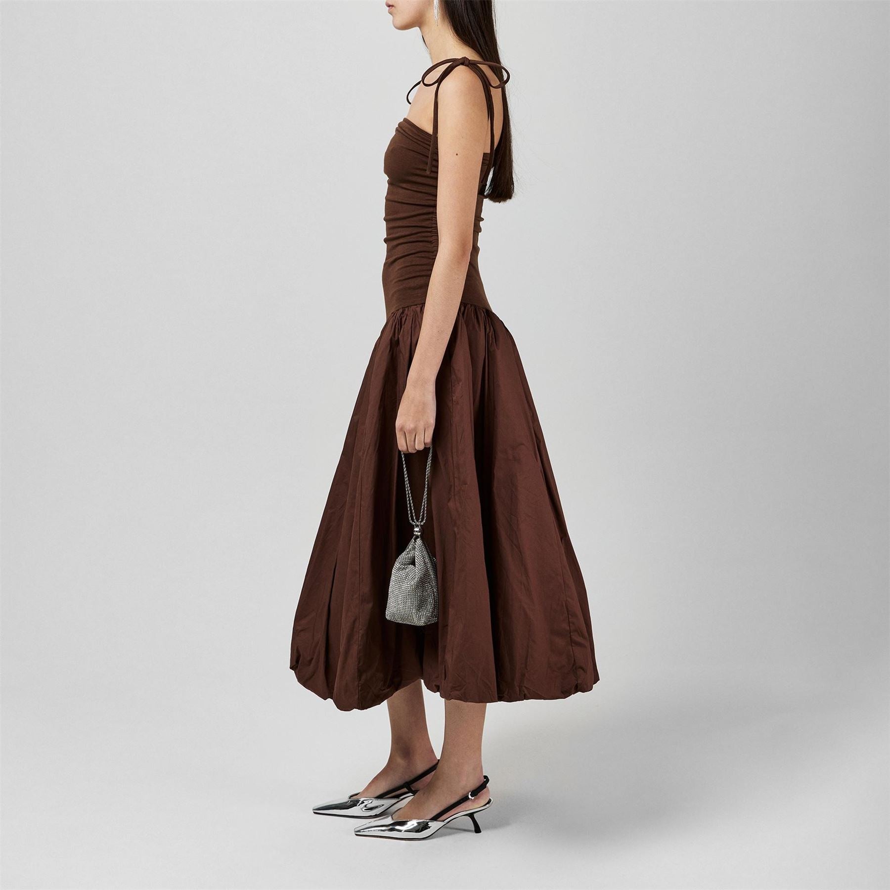 AmyLynn Amy Lynn Alexa Shoulder Tie Ultra Mini Peplum Dress