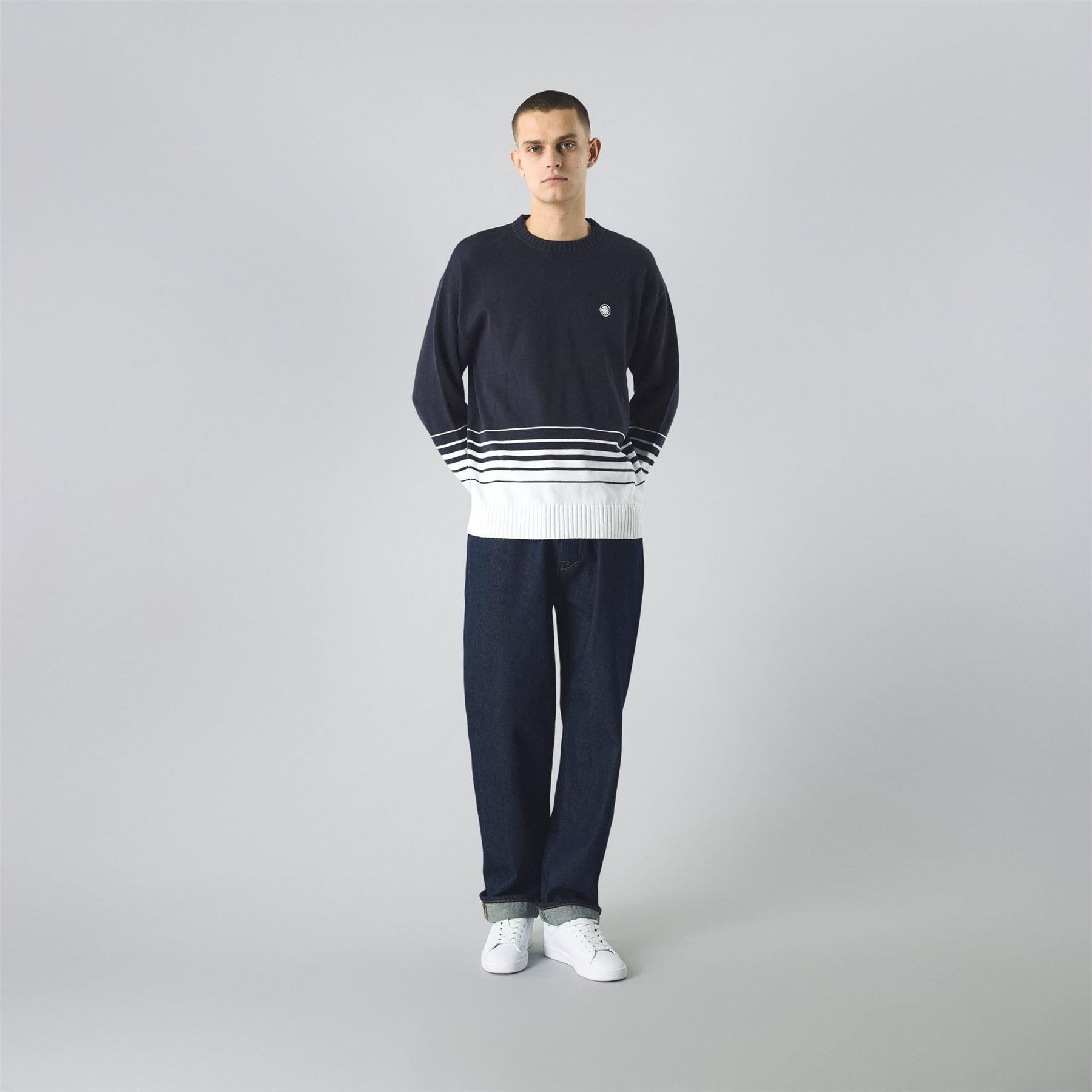 Pretty Green Crew Neck Relaxed Fit Knit Sweater