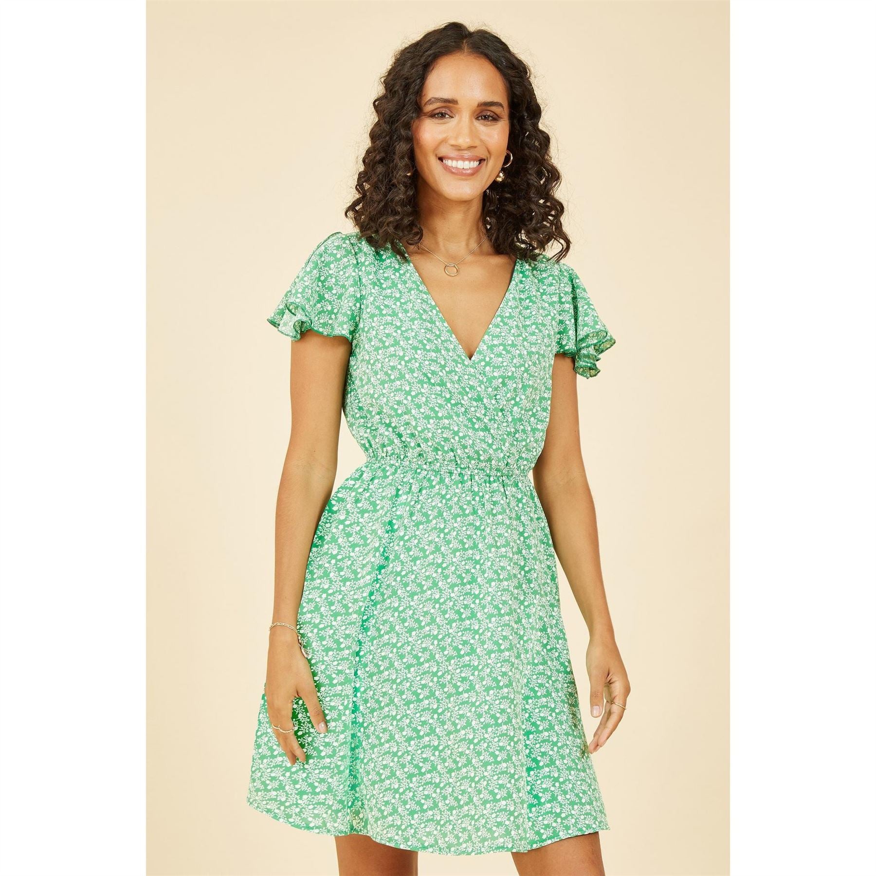 Mela London Ditsy Print Wrap Skater Dress