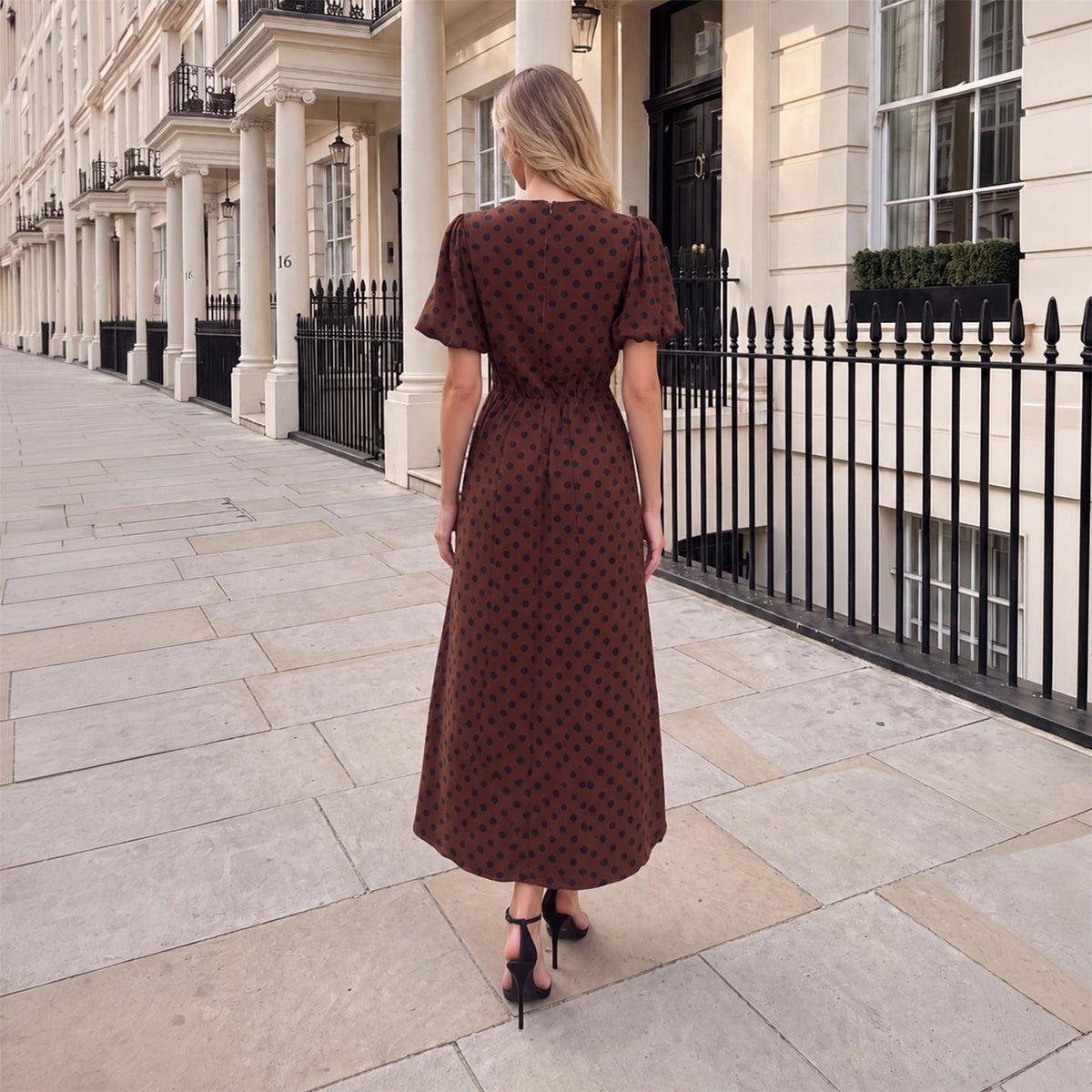 AX Paris Polka Dot Puff Sleeve Midi Dress