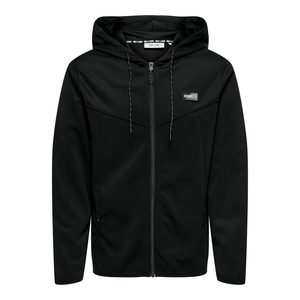 Only Hooded Ribbed Cuff Solid Patterned Sweat Jacket