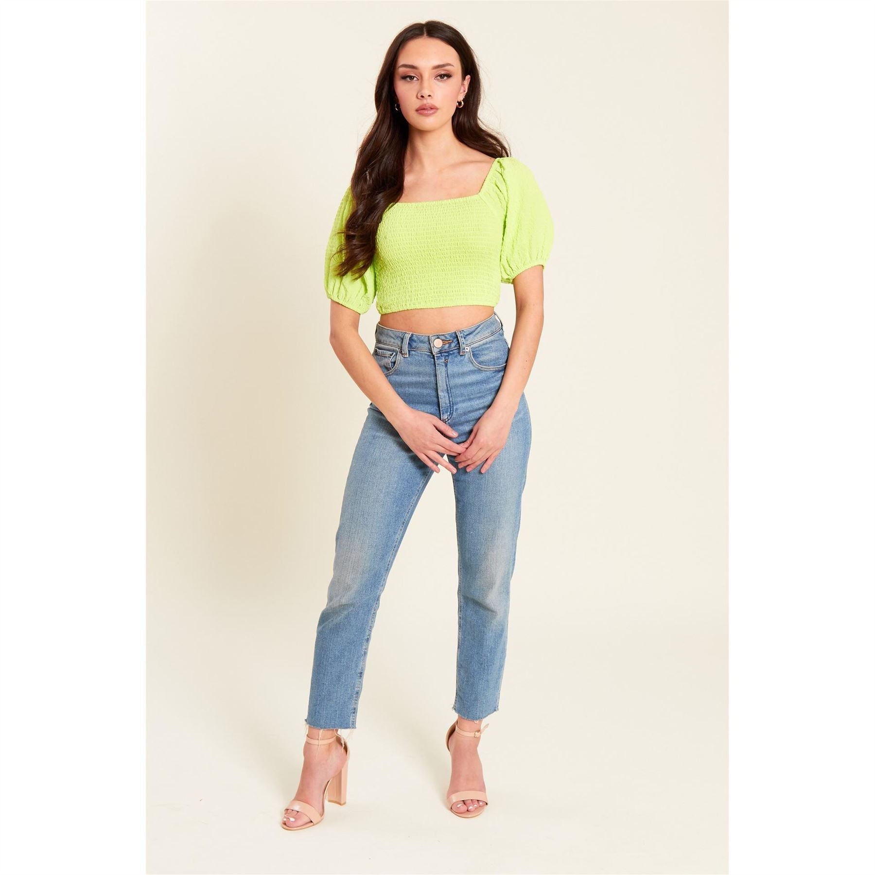 Be You Womens Shirred Crop Top