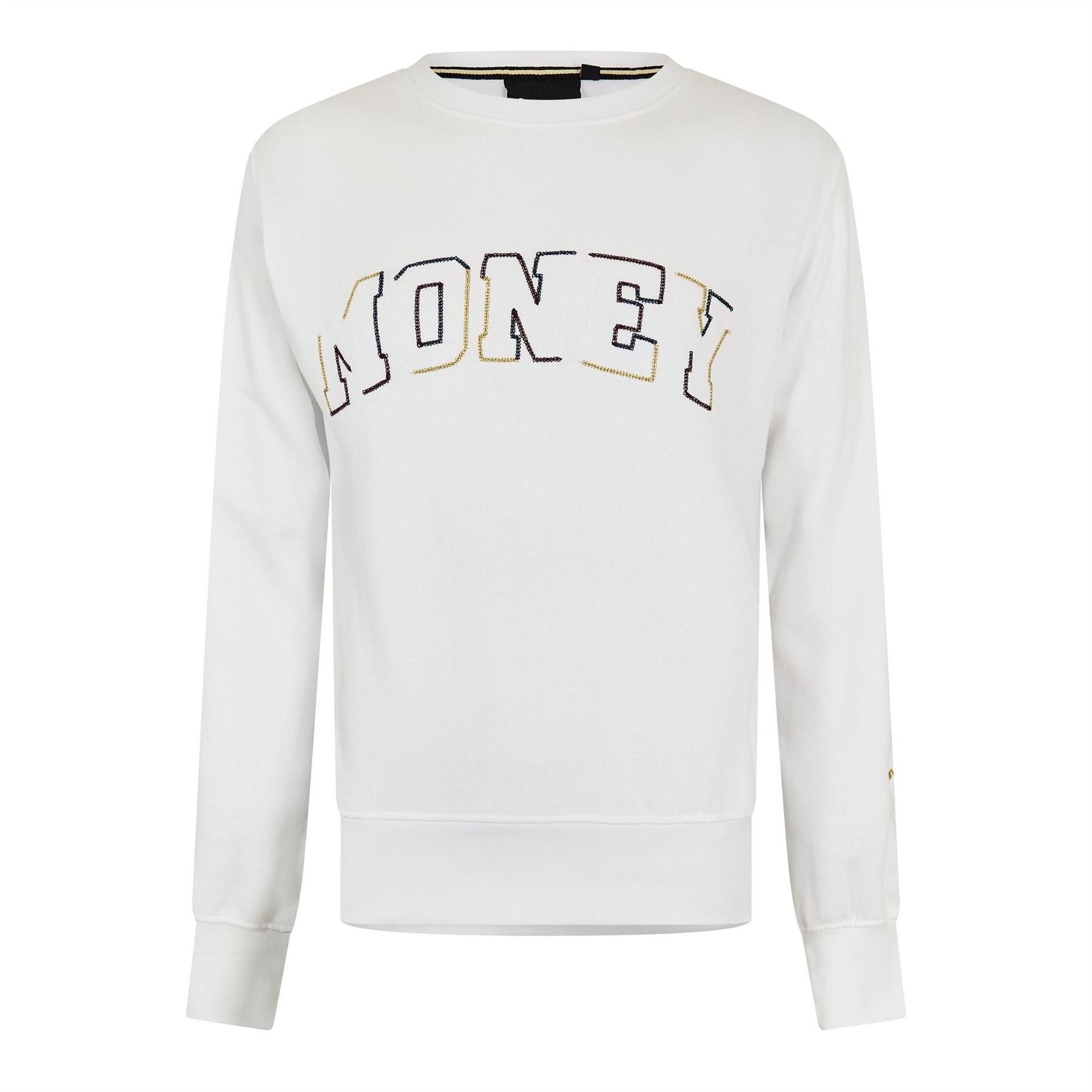 Money Lettered Hooded Neck Long Sleeve Sweatshirt