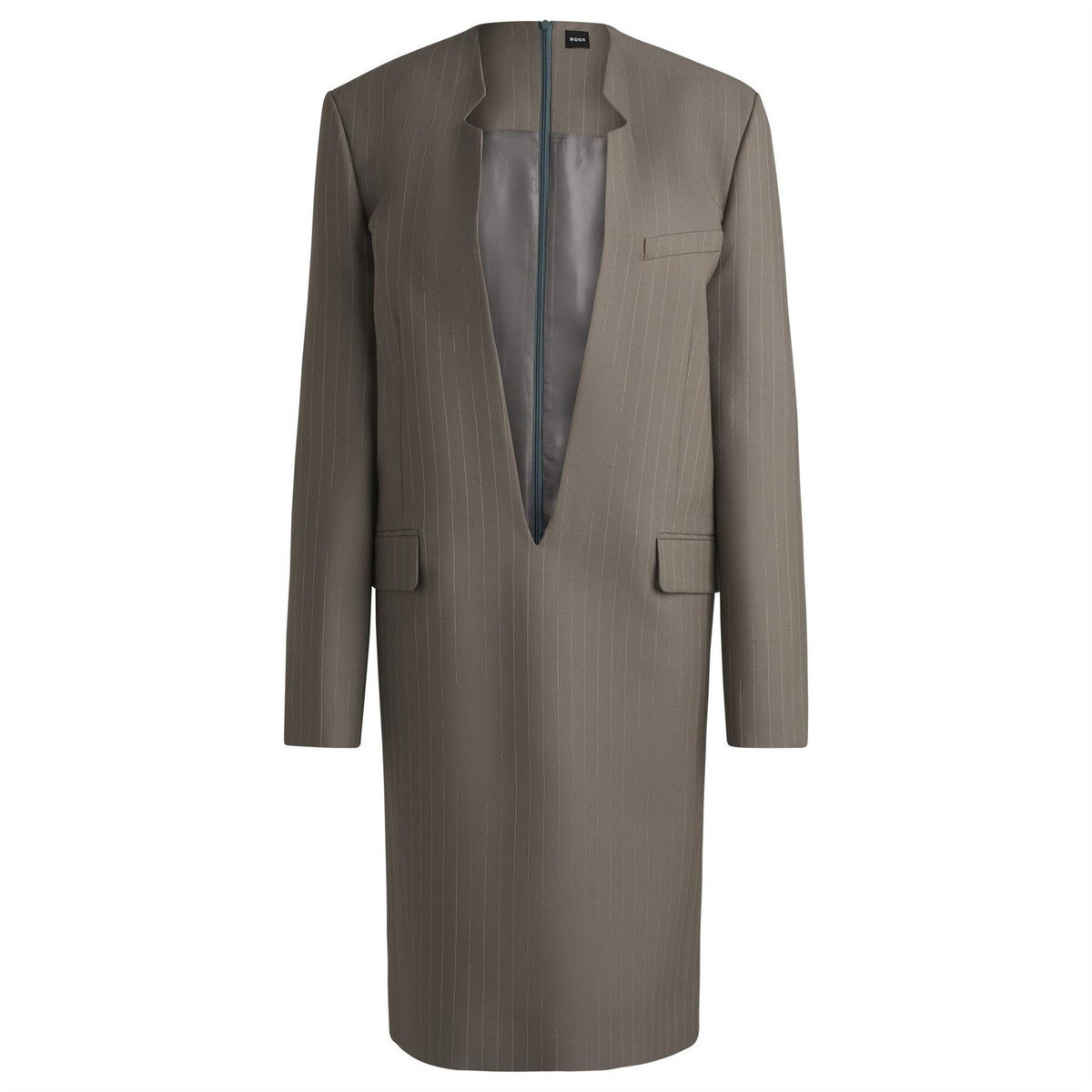 Boss Davee Plunging Neck Long Sleeve Knee Length Dress
