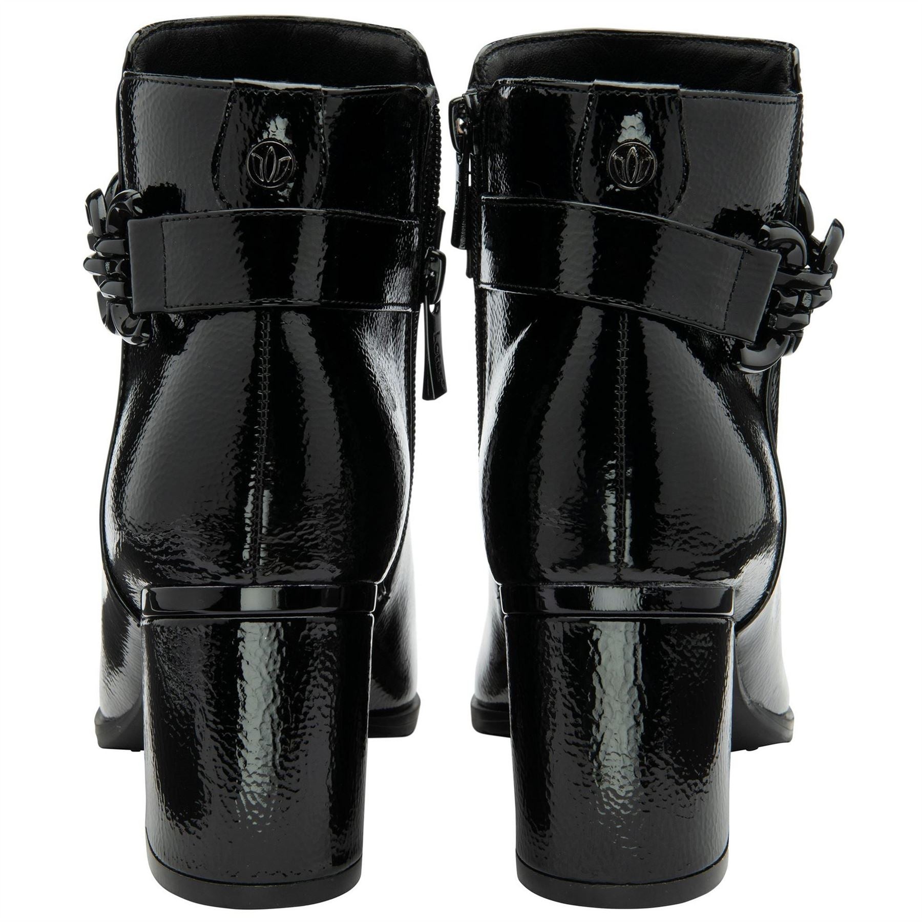 Lotus Shoes Amarin Black Patent Heeled Ankle Boots