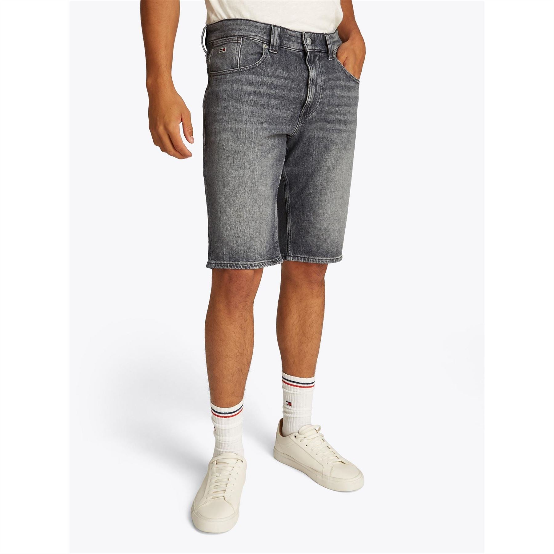 Tommy Jeans Denim Bermuda Shorts Solid Patterned