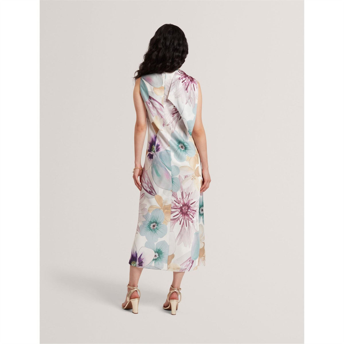 Ted Baker Tie Neck Sleeveless Midi Sheath Dress