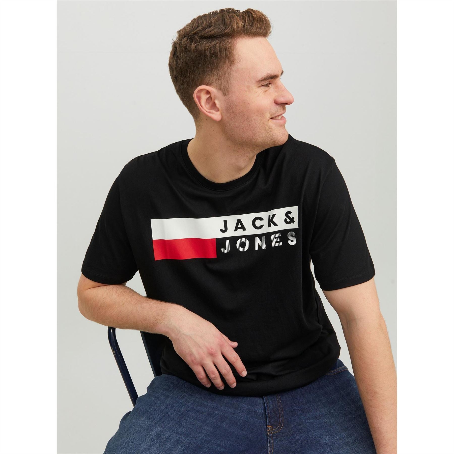 Jack and Jones Mens Short Sleeve Logo T-Shirt Plus Size