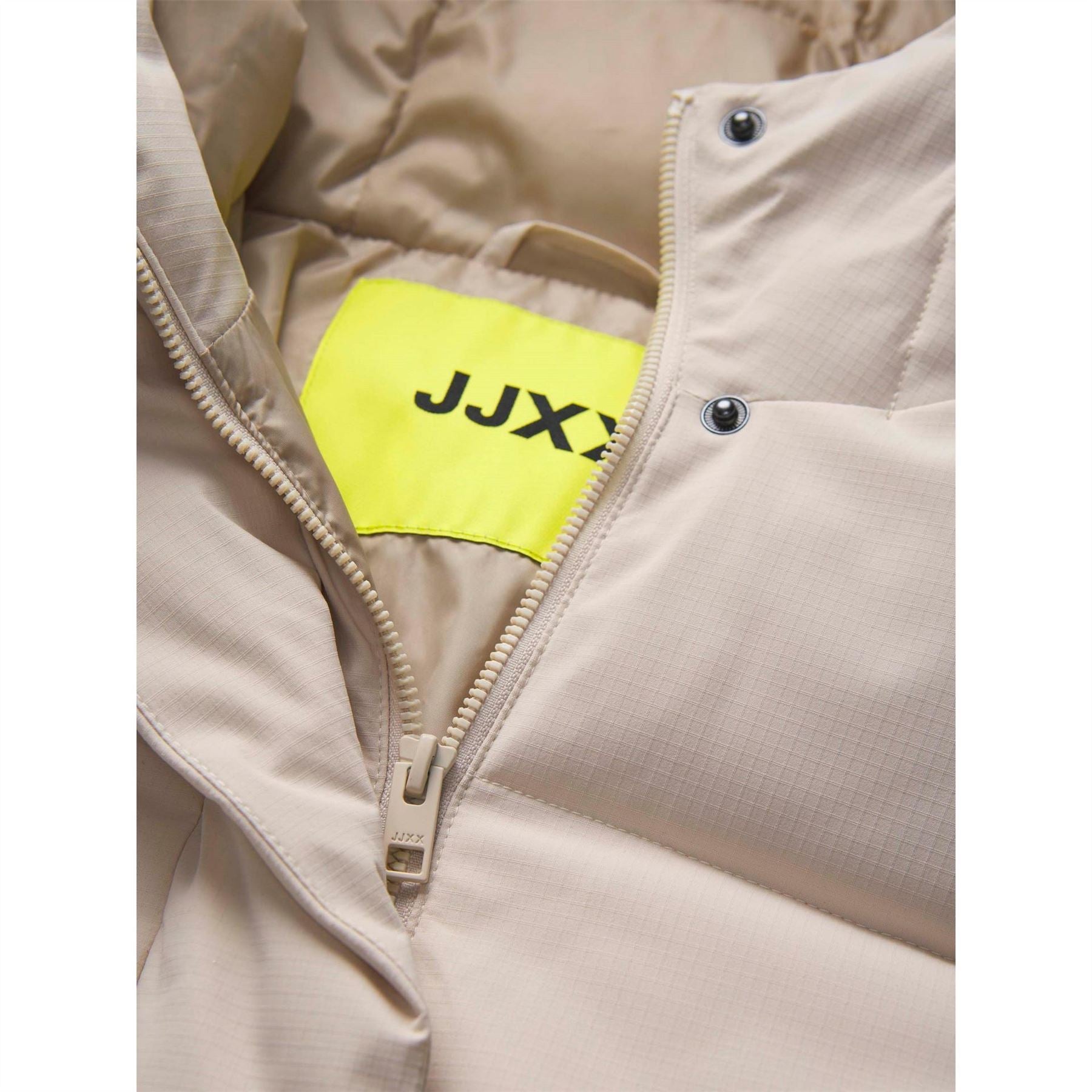 JJXX Womens Global Solid Patterned Hooded Snap Button Puffer Jacket