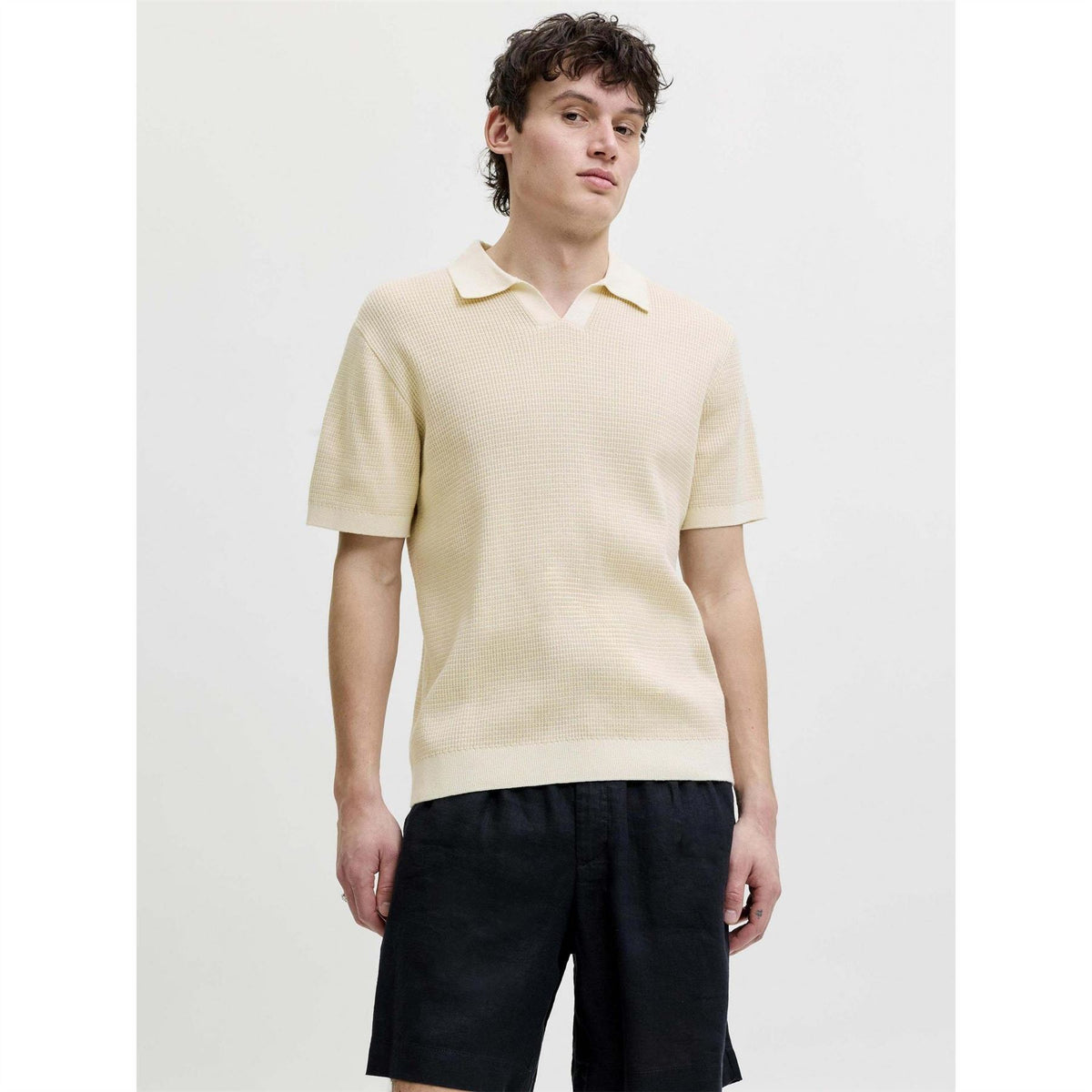Jack and Jones Jprblahudson Knit Split Short Sleeve Cotton T-Shirt