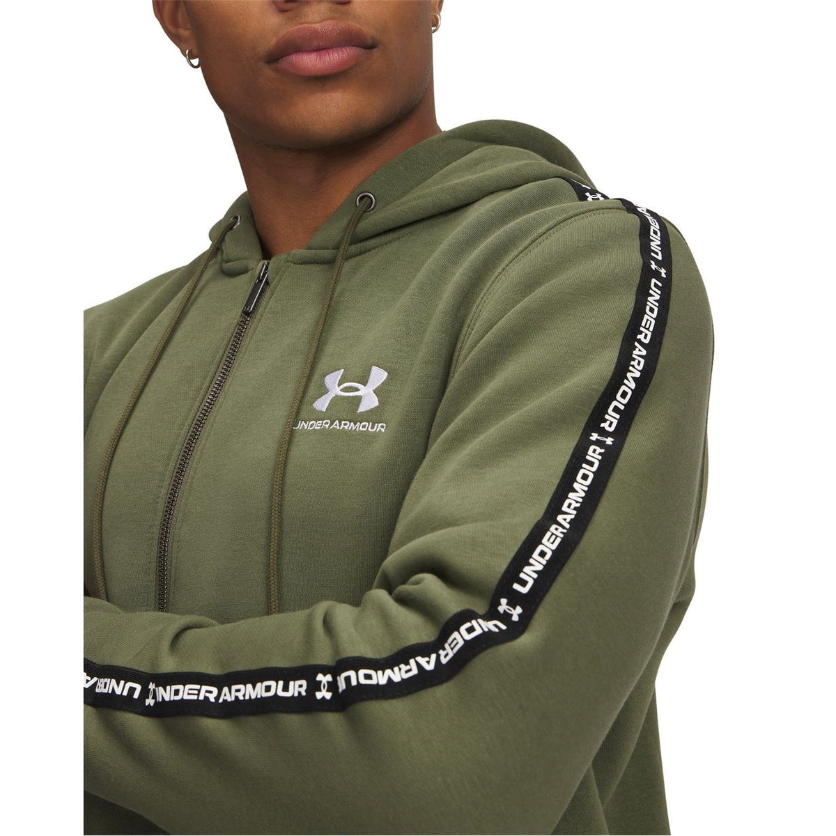 Under Armour Icon Solid Patterned Hooded Ribbed Cuff Full Zipper Sweat Jacket