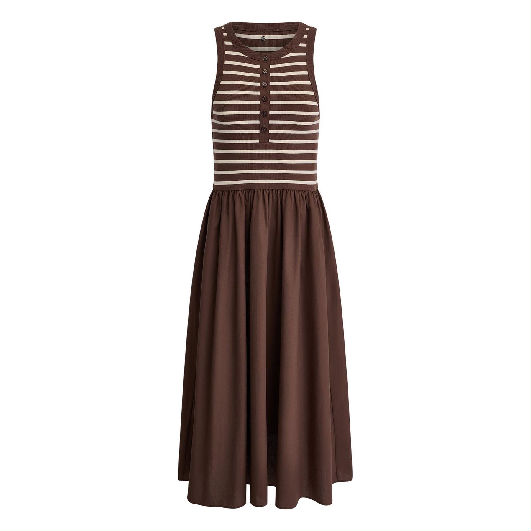 DKNY Jeans Rib Henley Tank Dress W  Poplin Skirt