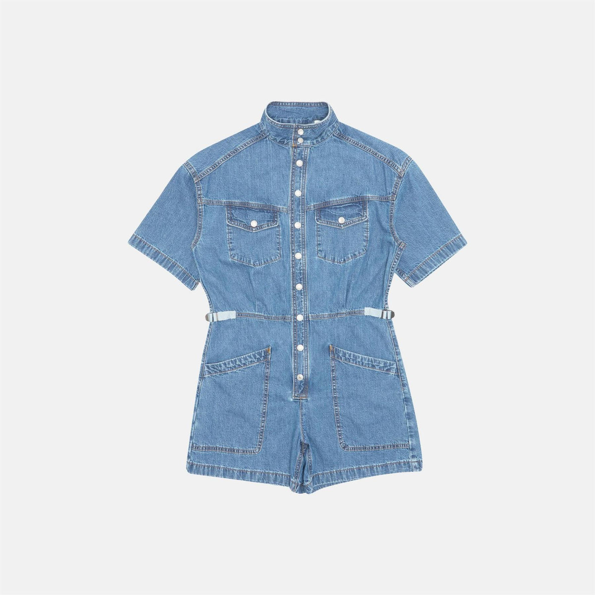 Levis Mock Neck Short Sleeve Double Flap Pocket Denim Playsuit