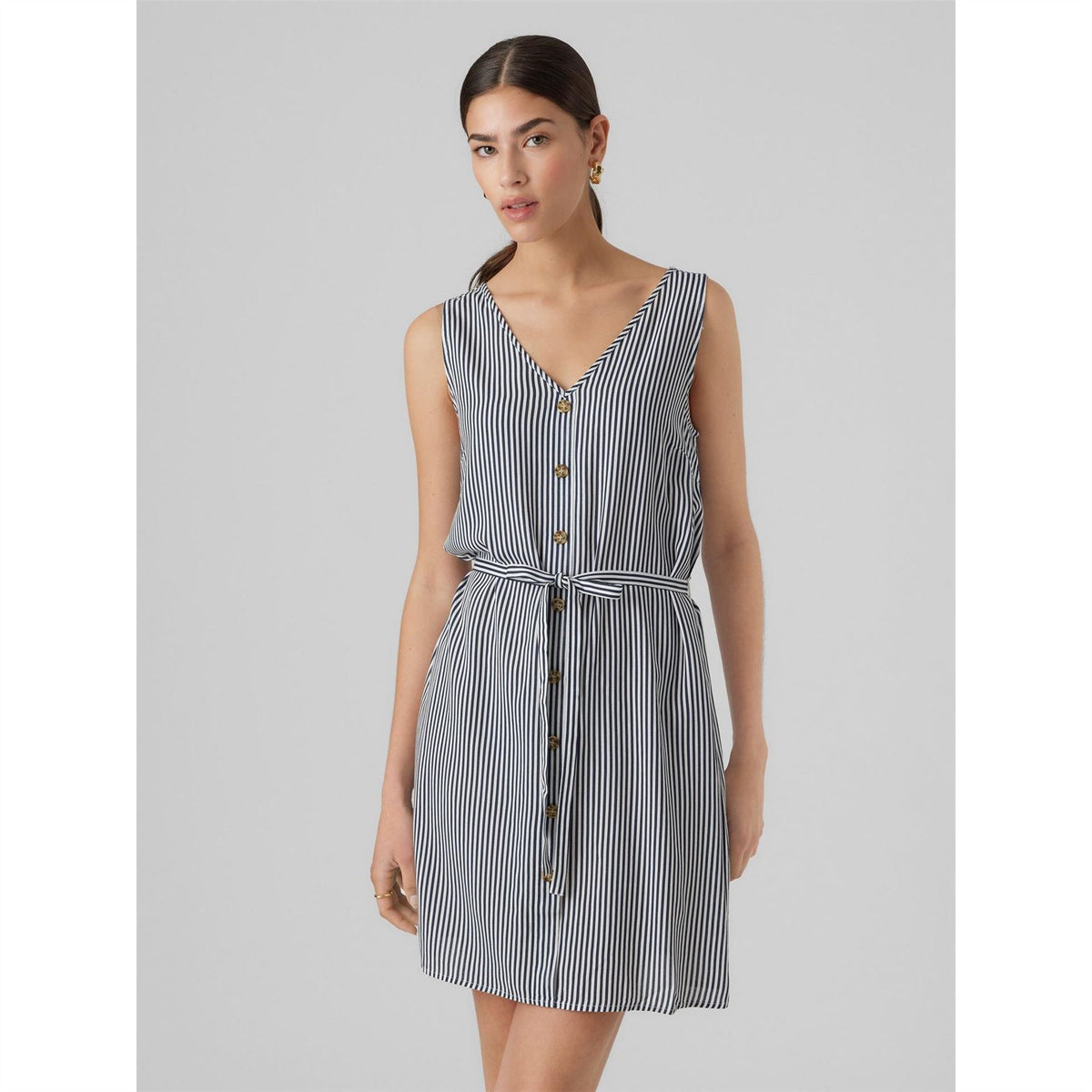 Vero Moda Stripped V-Neck Mini A-Line Dress