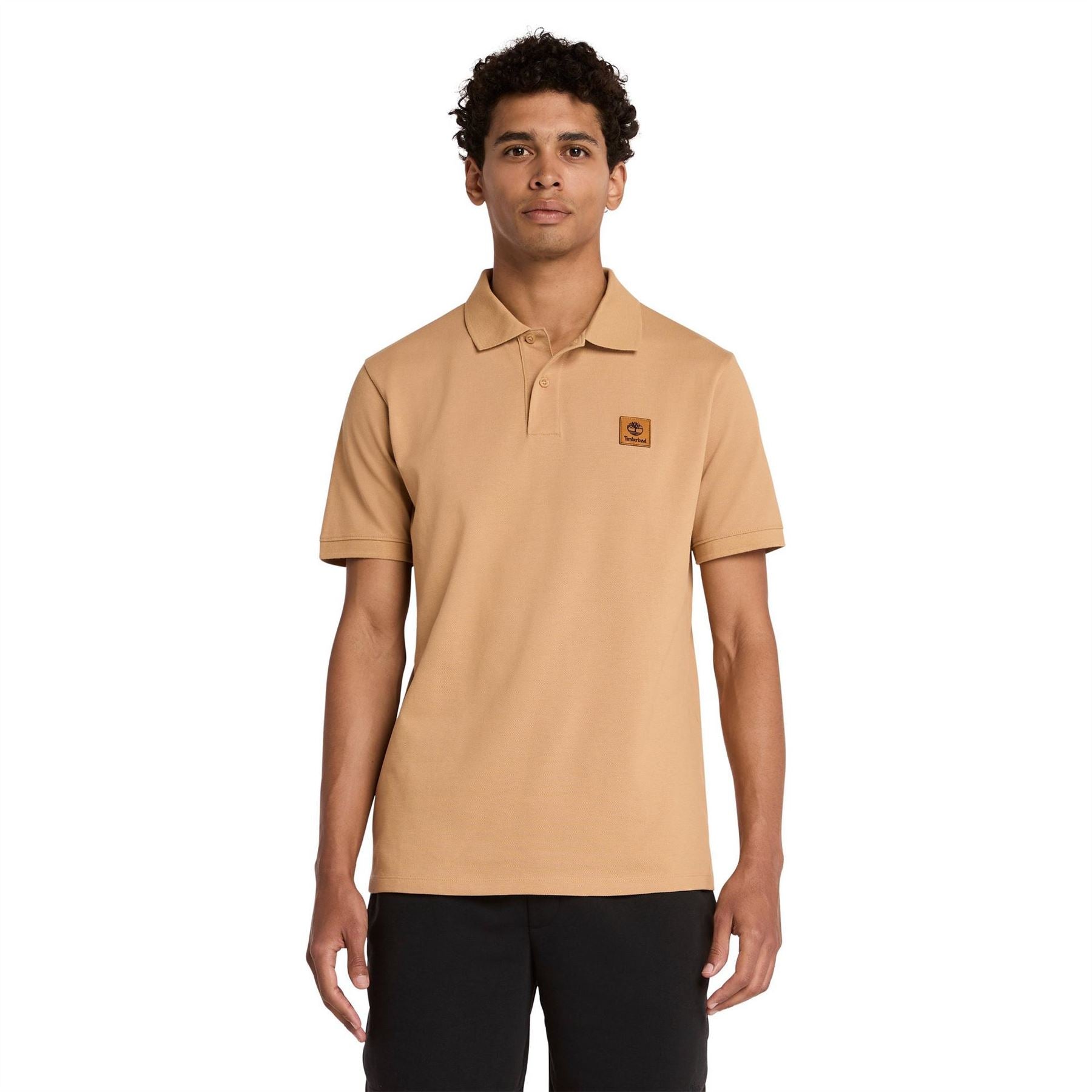 Timberland Woven Badge White Short Sleeve Polo Shirt