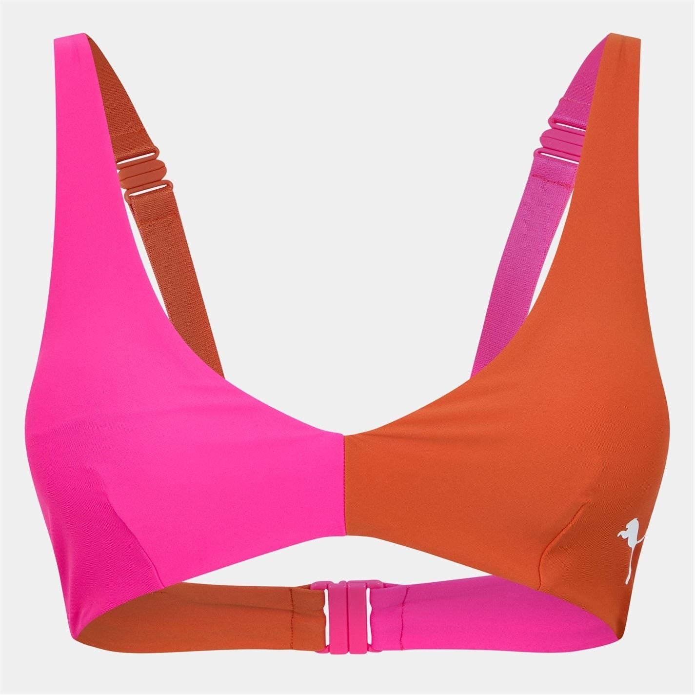 Puma Plunging Neck Color Block Bikini Top