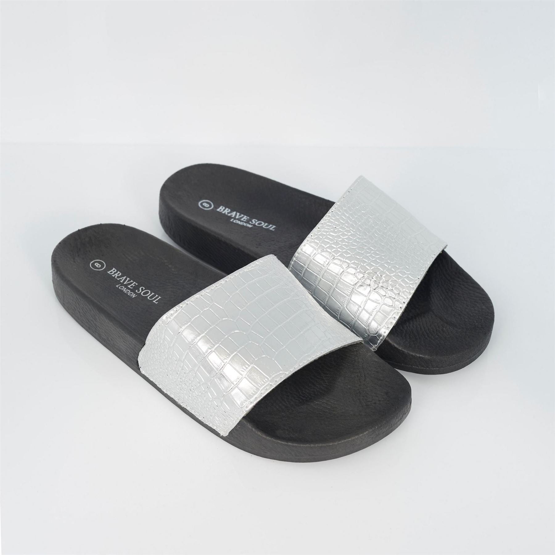 Brave Soul Mens Metallic Crocodile Strap Slider