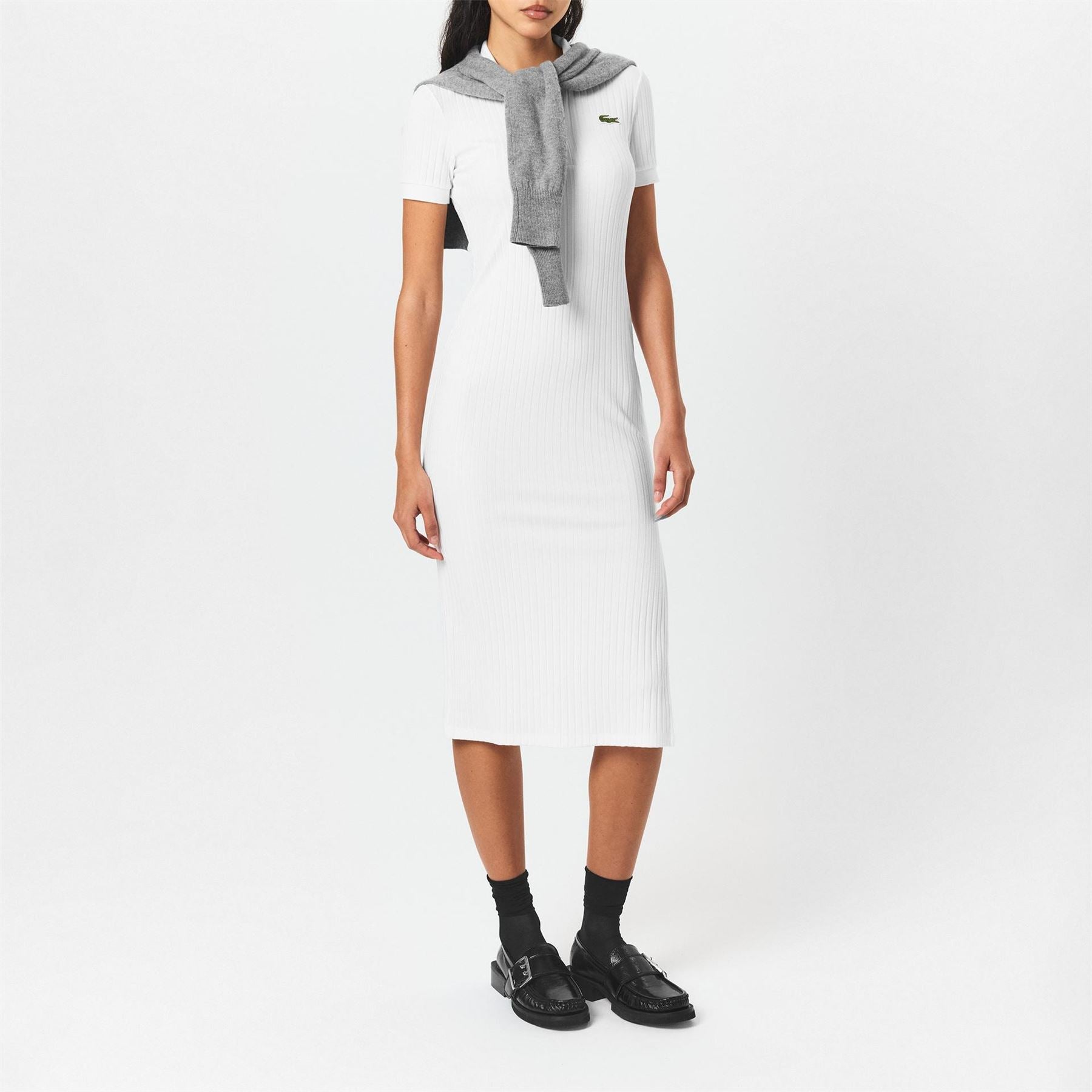 Lacoste Ef9129 Collared Neck Midi T-Shirt Dress