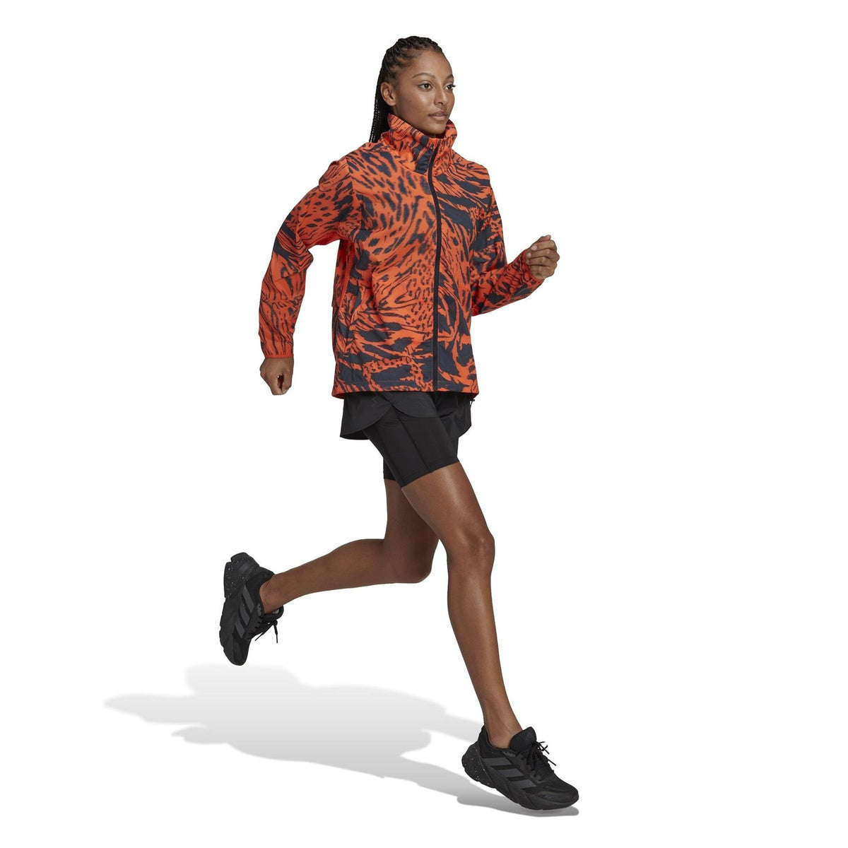 adidas Fast All Over Print Moisture Wicking Reflective Performance Running Jacket