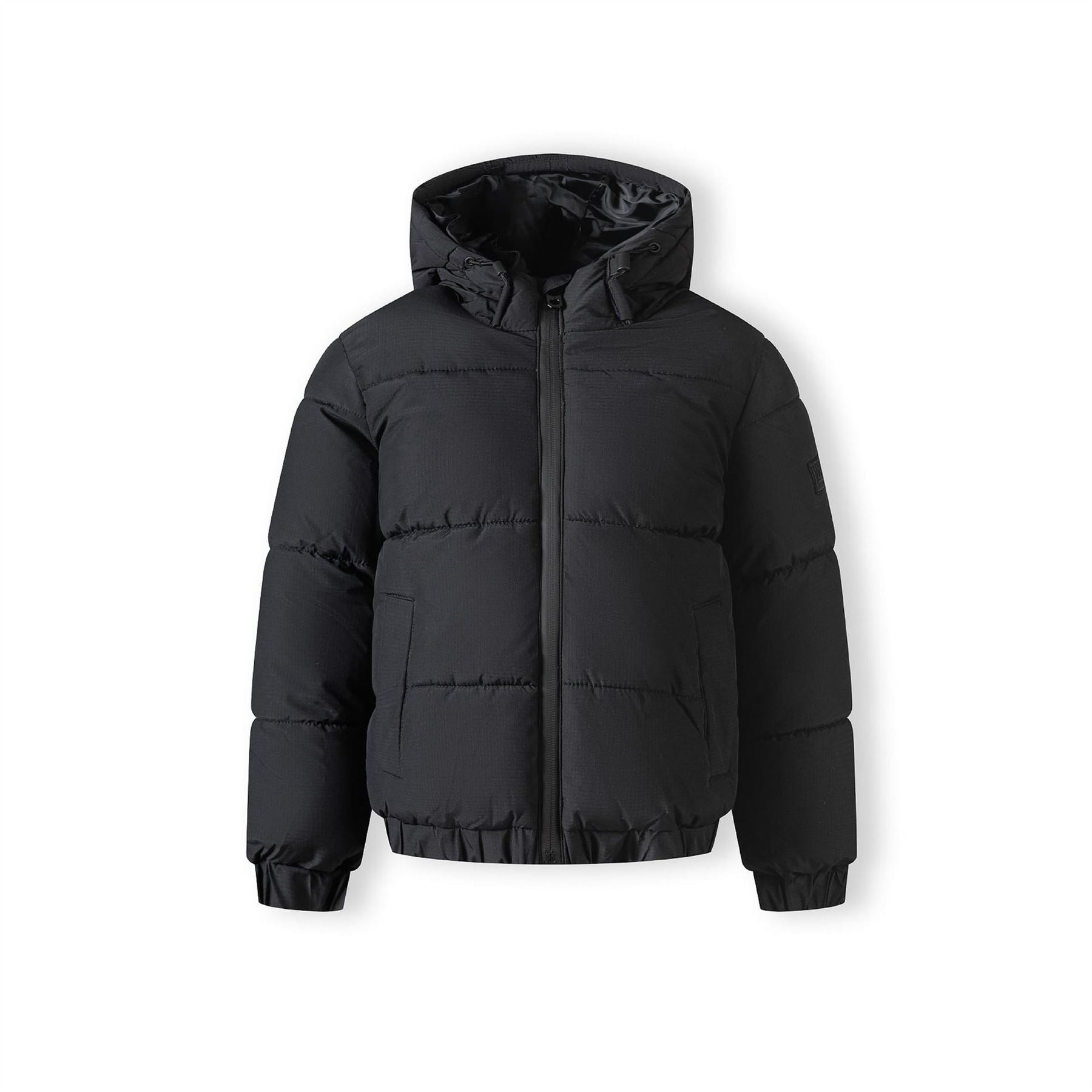 Minoti Boys Ripstop Jacket High Collar Elastic Cuffs Black