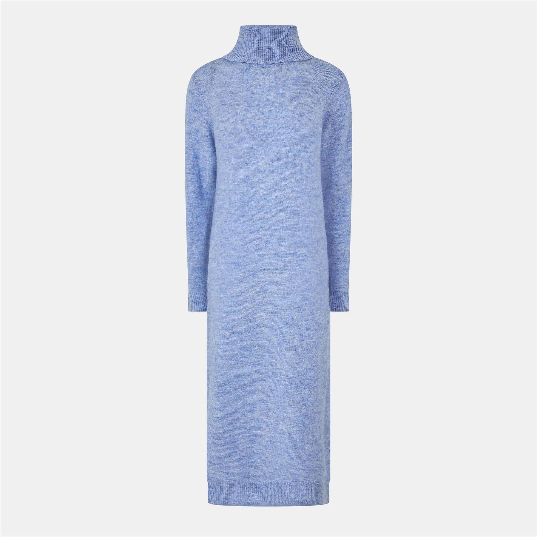Pieces Knit Turtleneck Long Sleeve Midi Sweater Dress