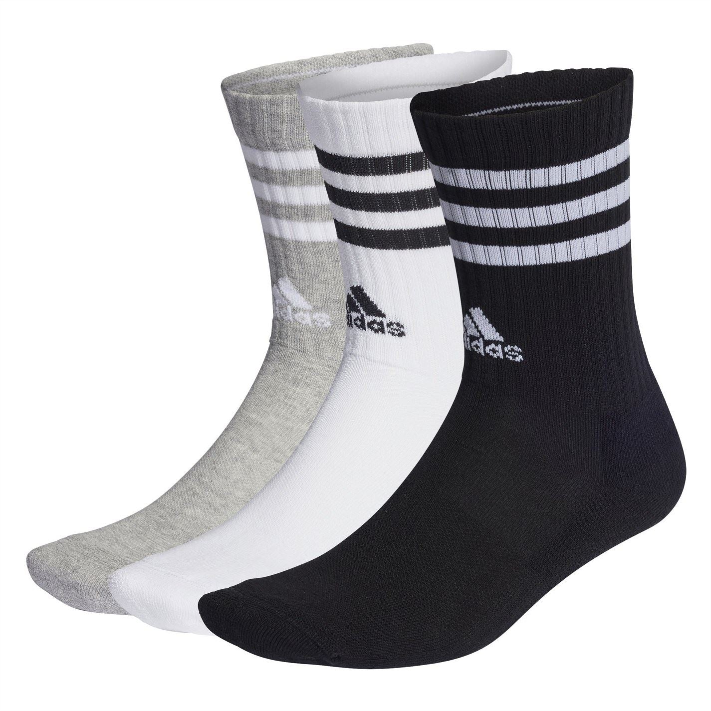 adidas Mens Cushioned 3 Stripe Crew Sock 3 Pack