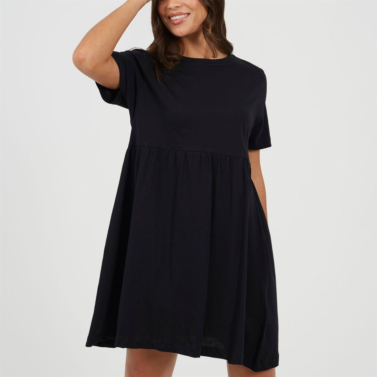 Brave Soul Crew Neck Short Sleeve Mini Babydoll Dress