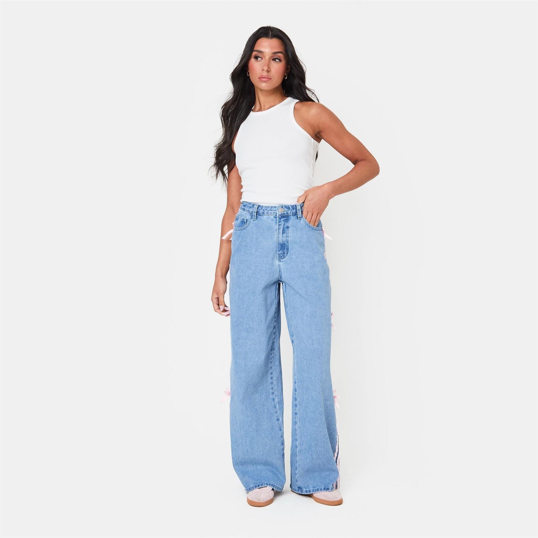 I Saw It First Side Wide Leg Jeans