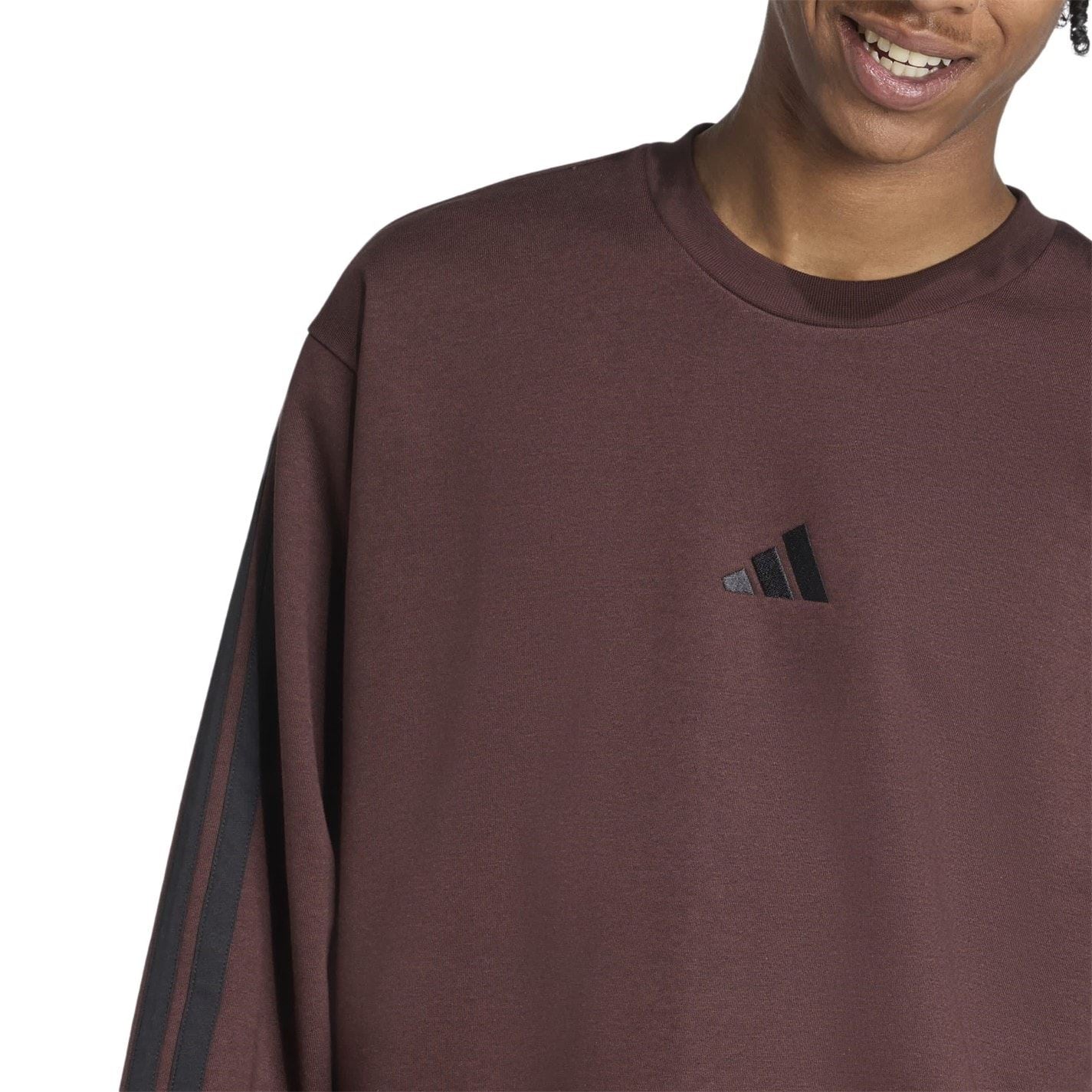adidas Mens Essentials Crew 3 Stripes Pullover Sweatshirt