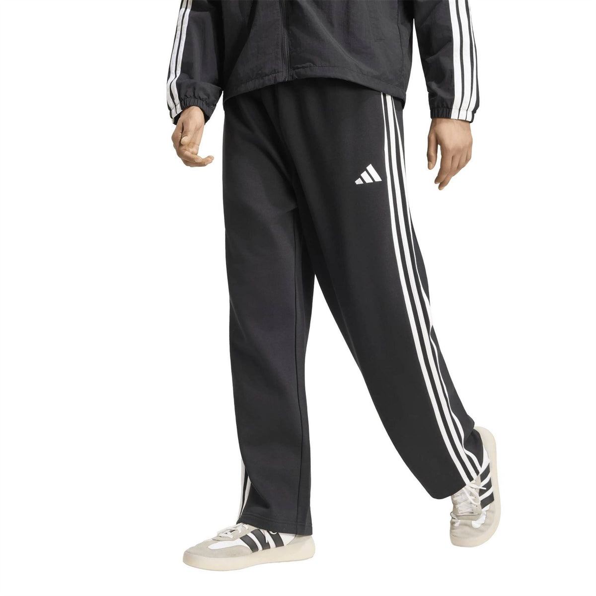 adidas Essentials 3 Stripes Fleece Open Hem Woven Tracksuit Bottoms